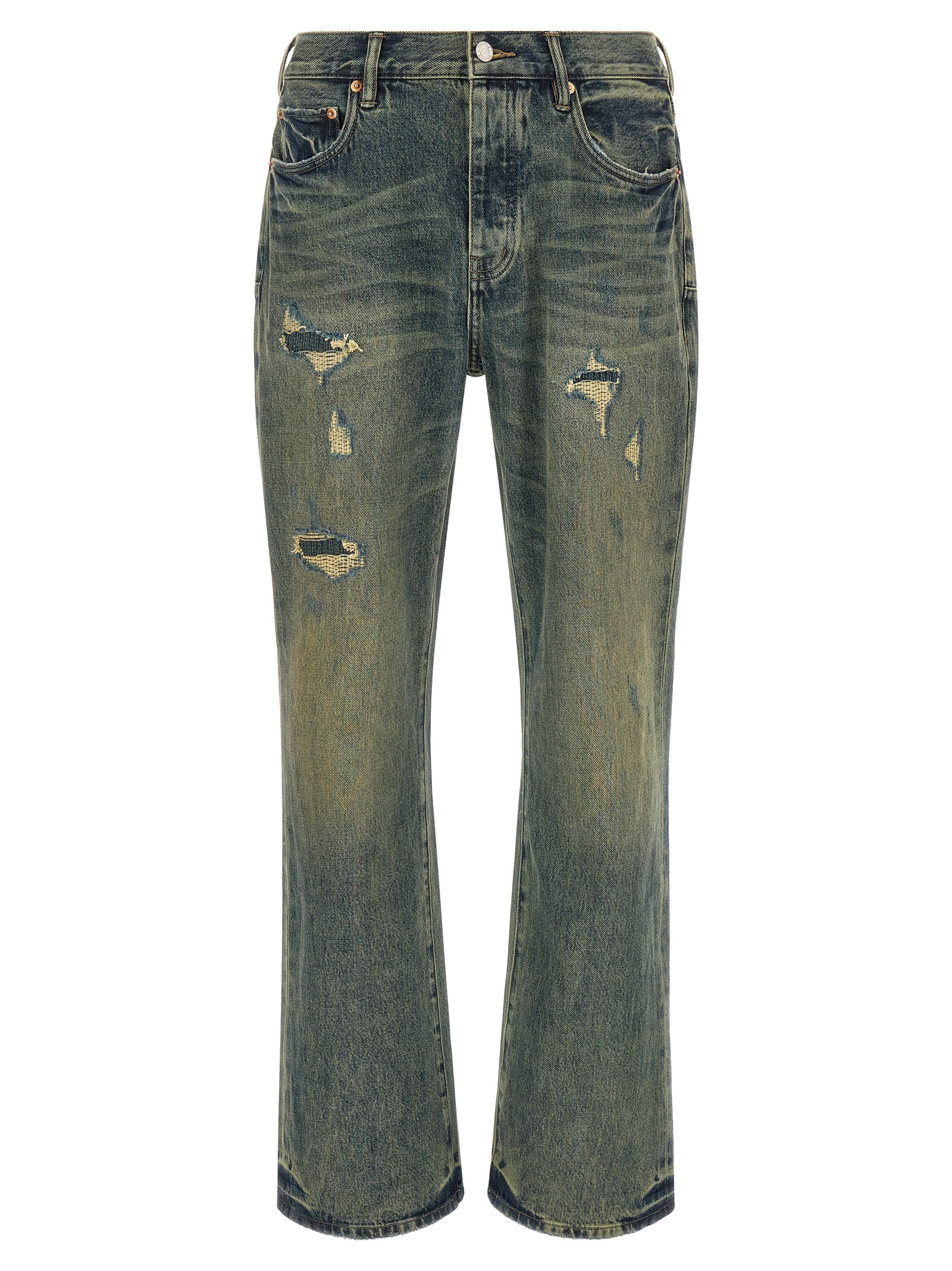 Blue Cotton Bootcut Jeans