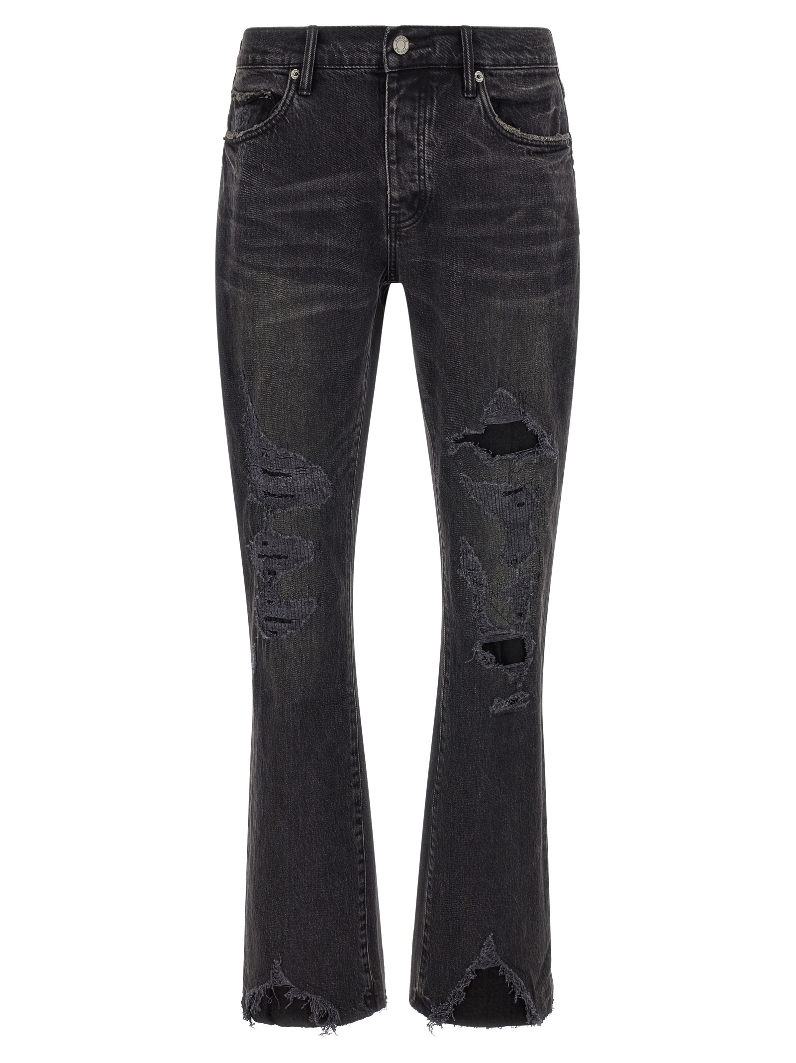 Black Cotton Flared Jeans