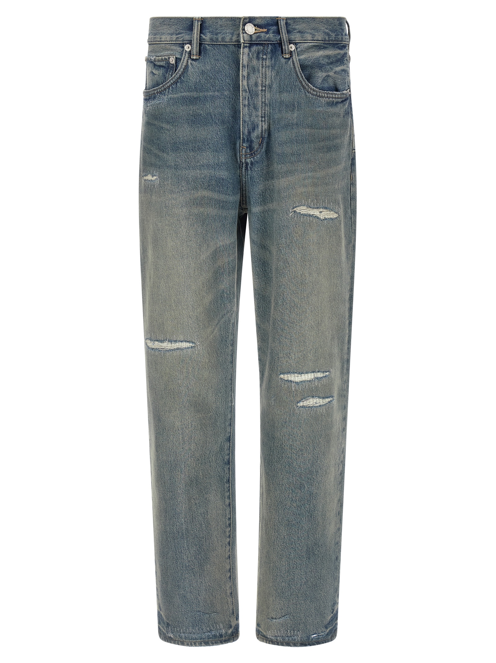 Gray Cotton Straight-Leg Jeans