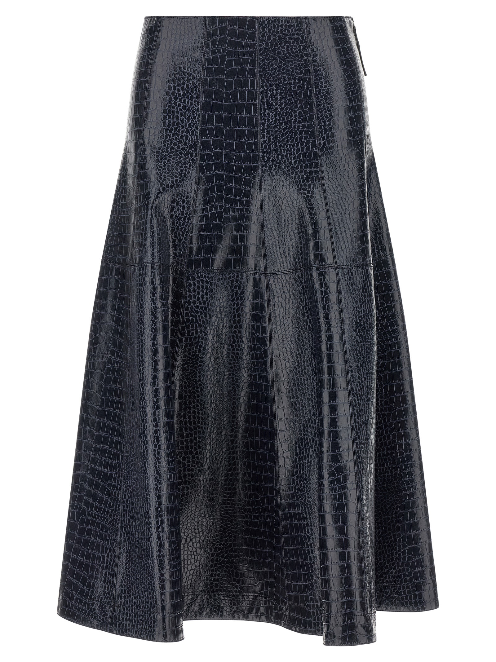 Blue Viscose Midi Skirt