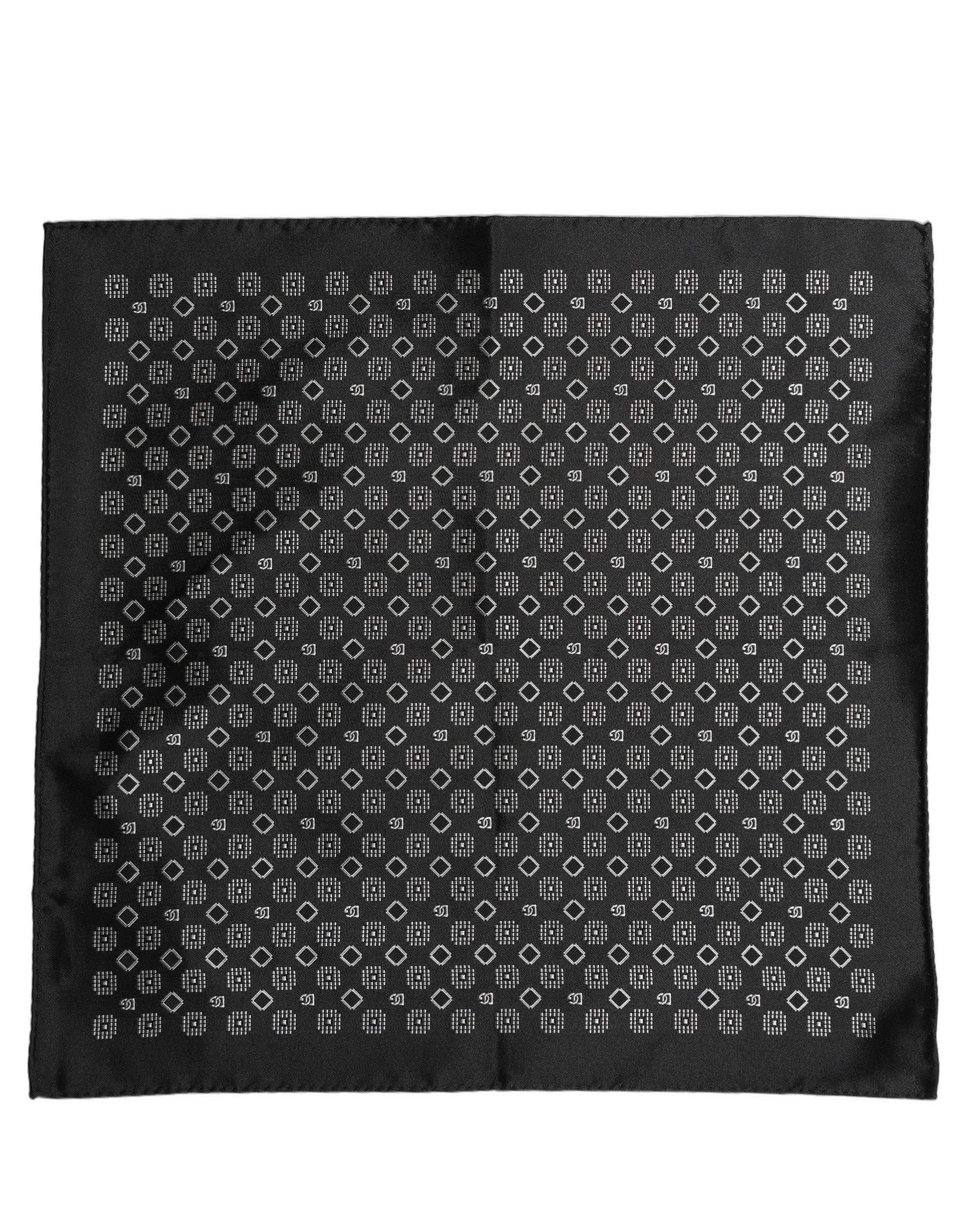 Black White Patterned Pocket Square Scarf
