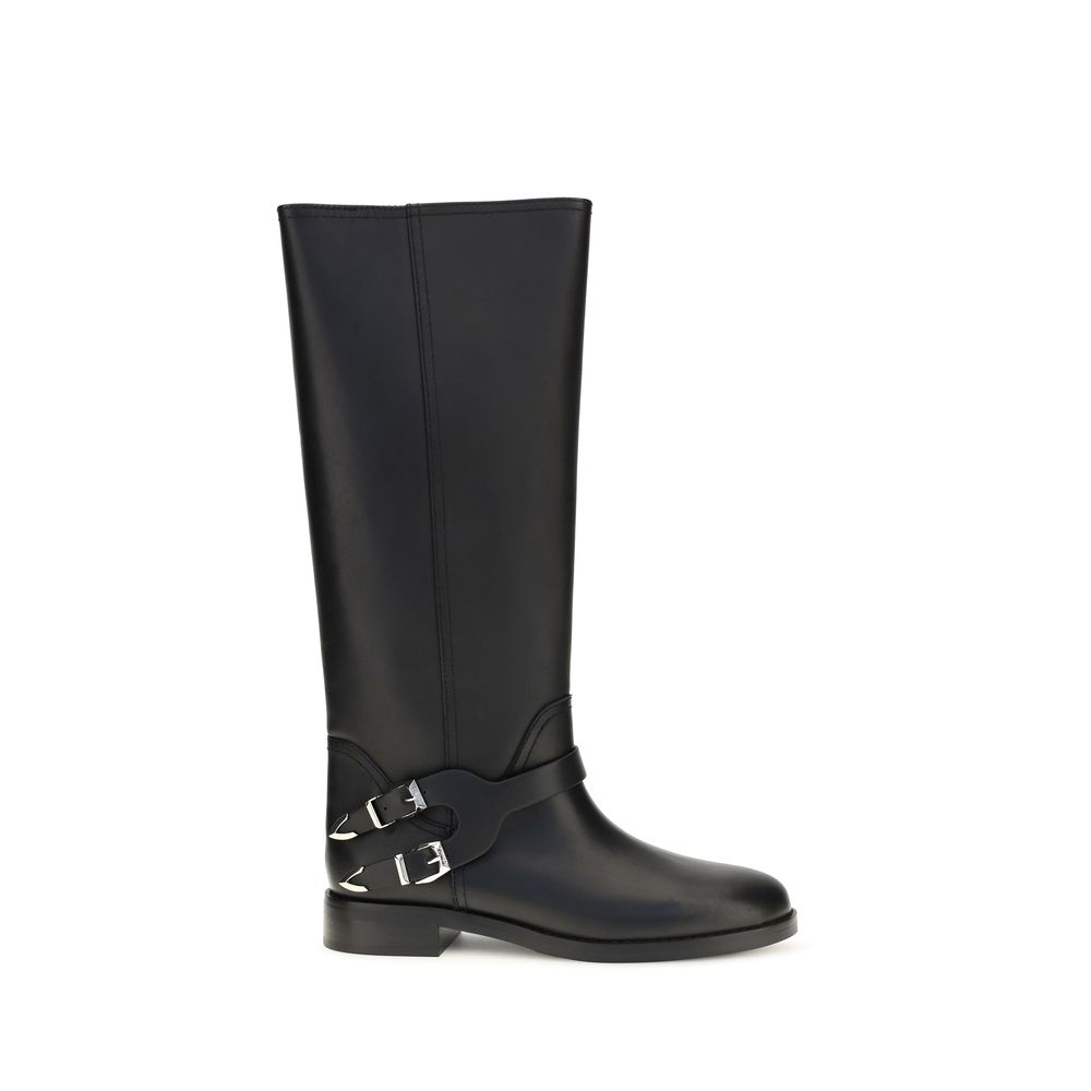 Black Calf Leather Bos Taurus Flat Boots