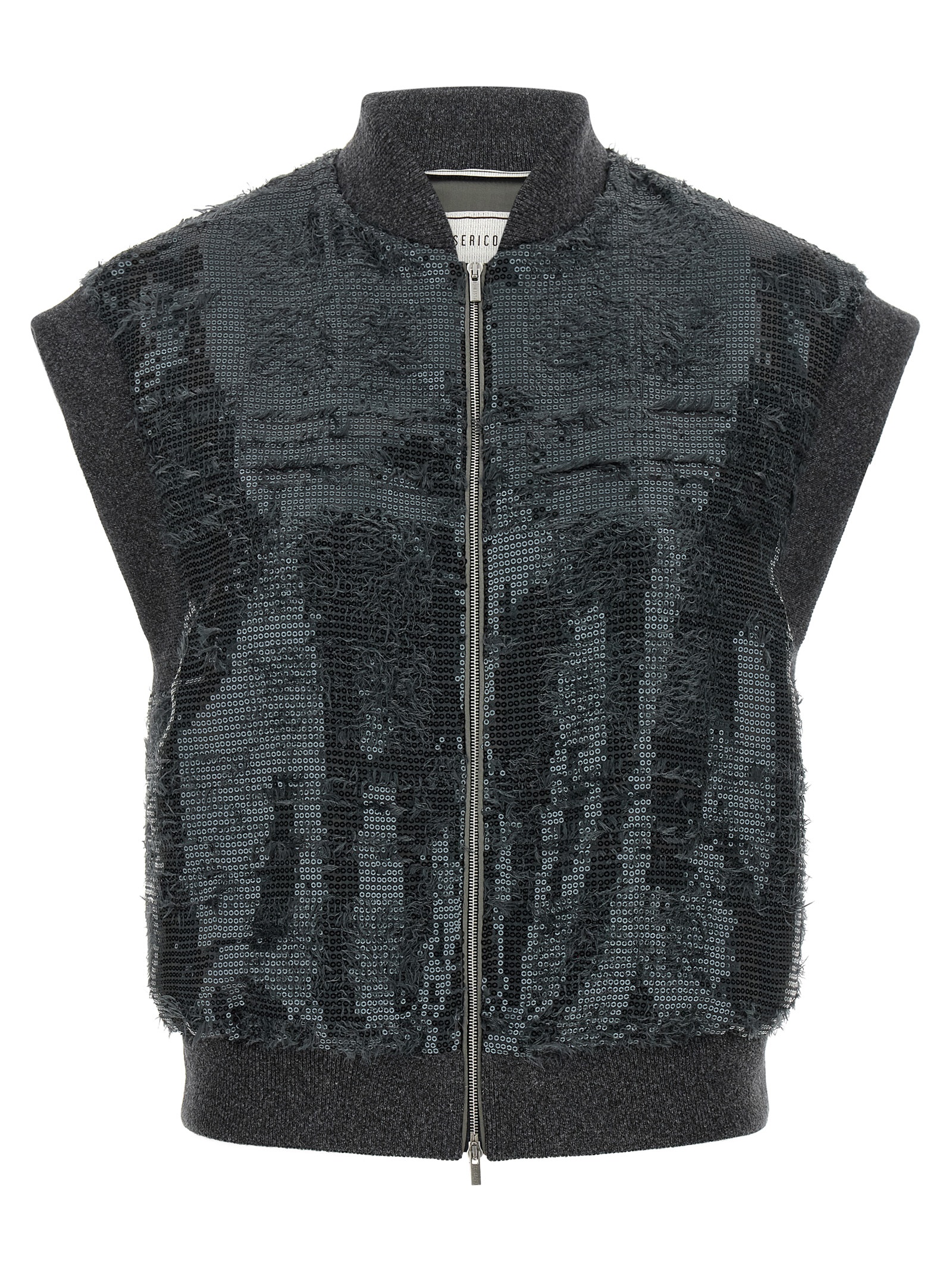 Gray Polyester Sleeveless Jacket