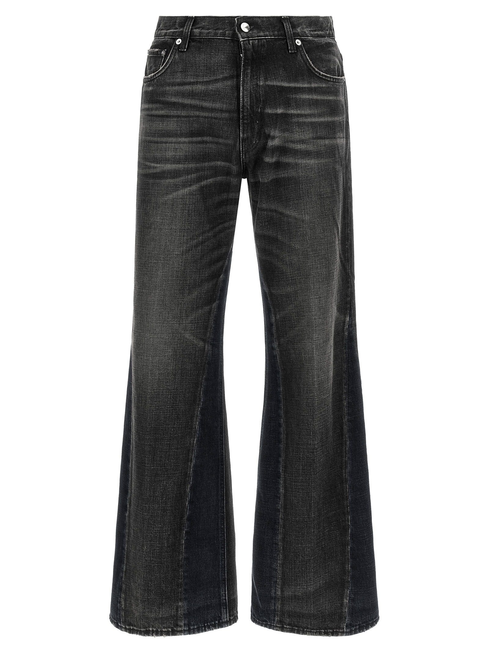 Gray Cotton Flared Jeans