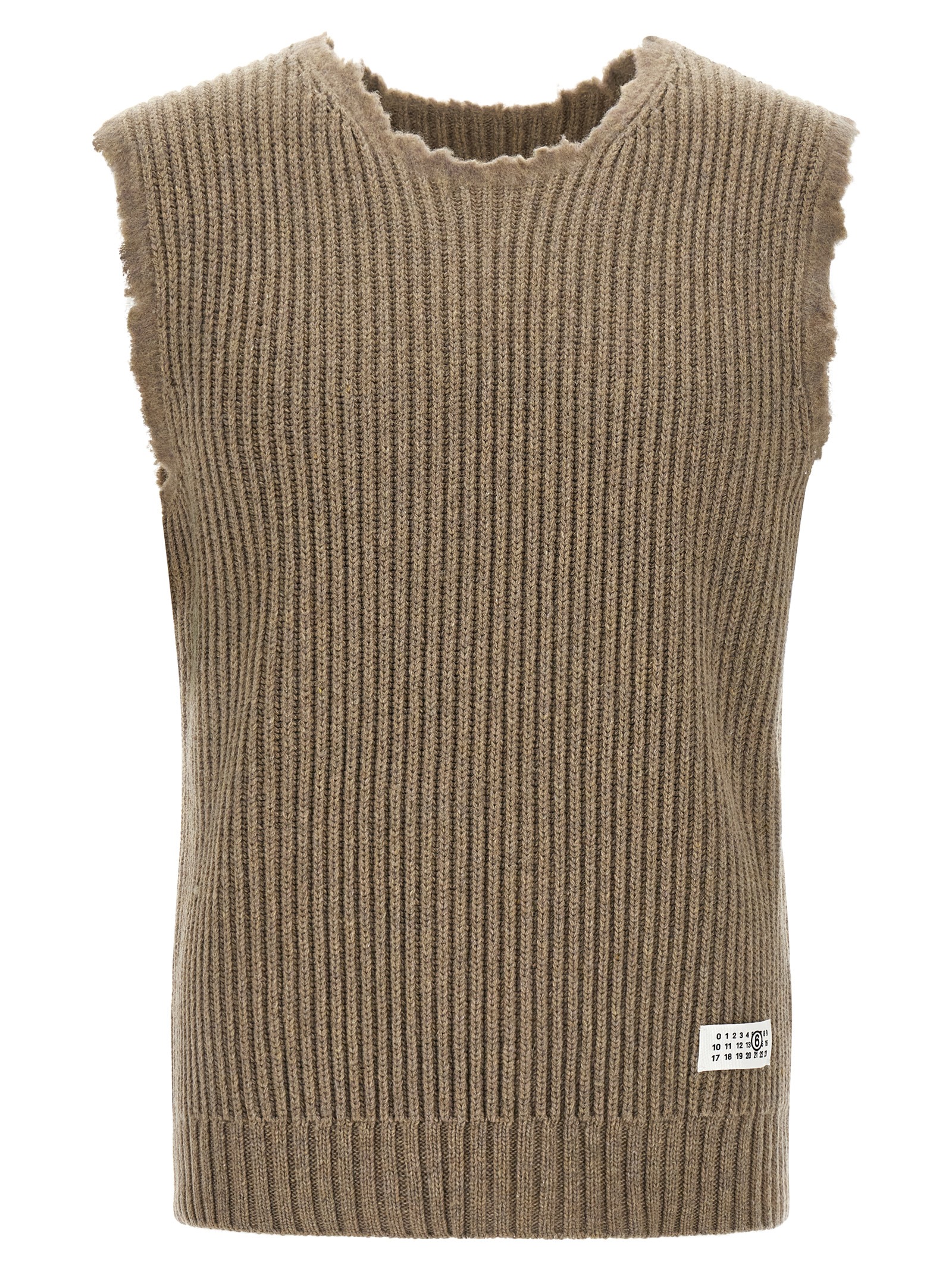 Beige Wool Sleeveles Sweater