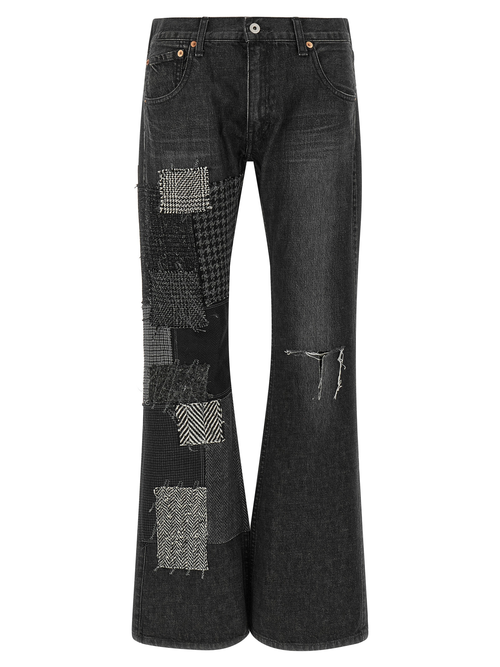 Black Cotton Flared Jeans
