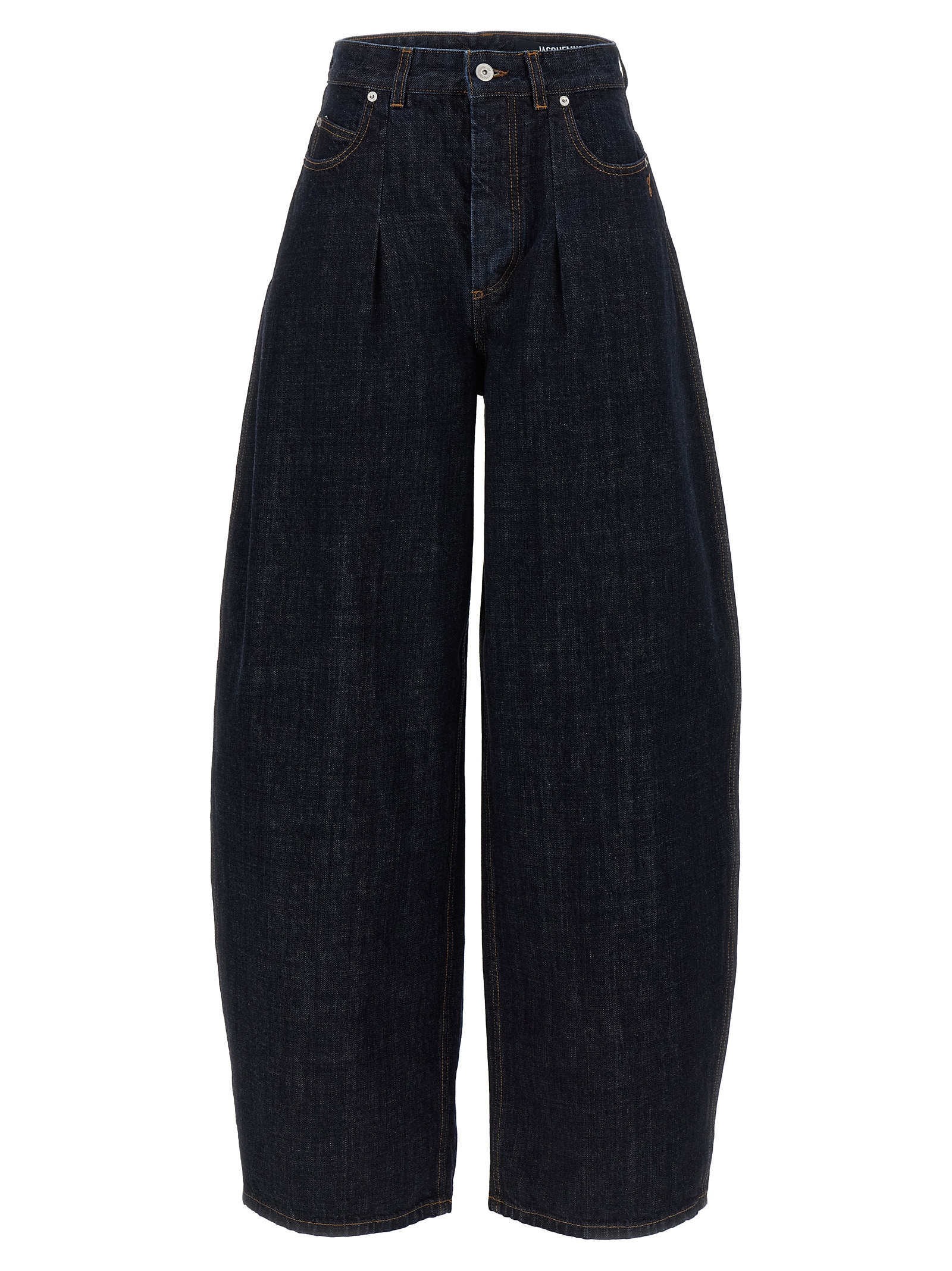 Blue Cotton High-Waisted Jean