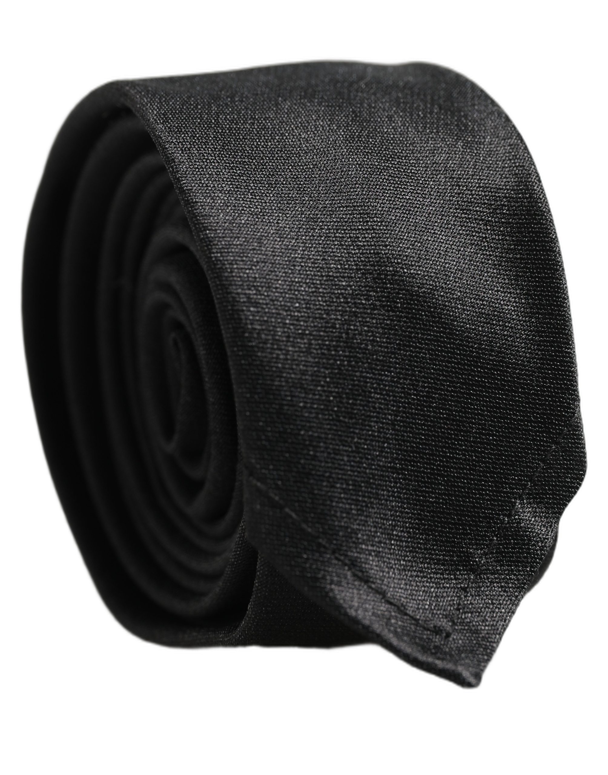 Men Black Satin Silk Classic Adjustable Tied Necktie Tie