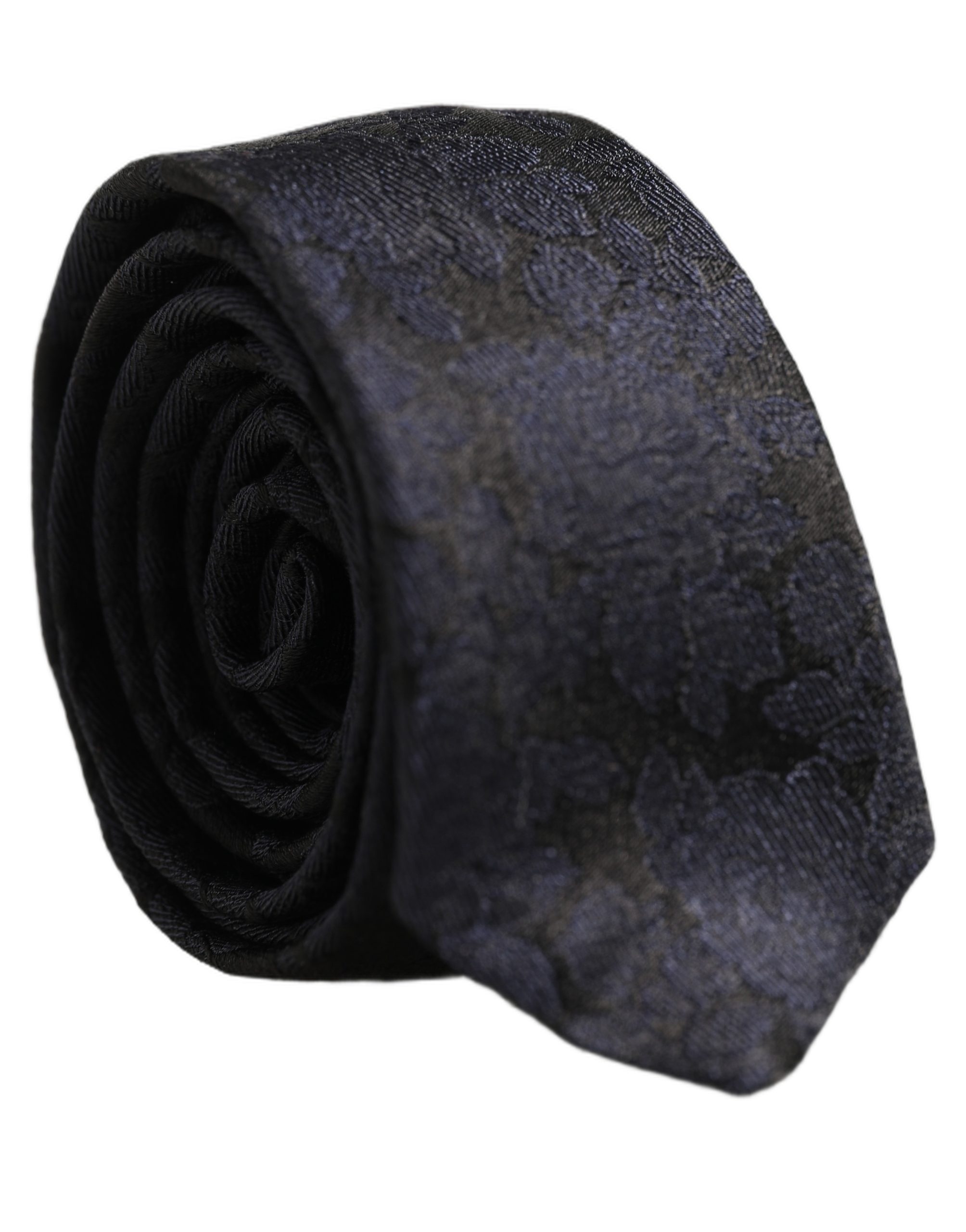 Men Black Floral Jacquard Adjustable Tied Necktie Tie