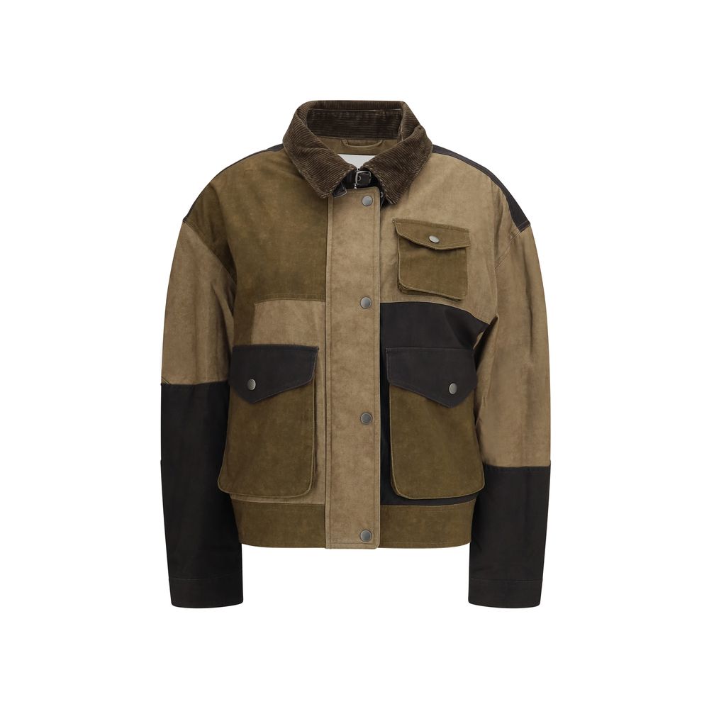 Bicolor Cotton Full-Length Jacket