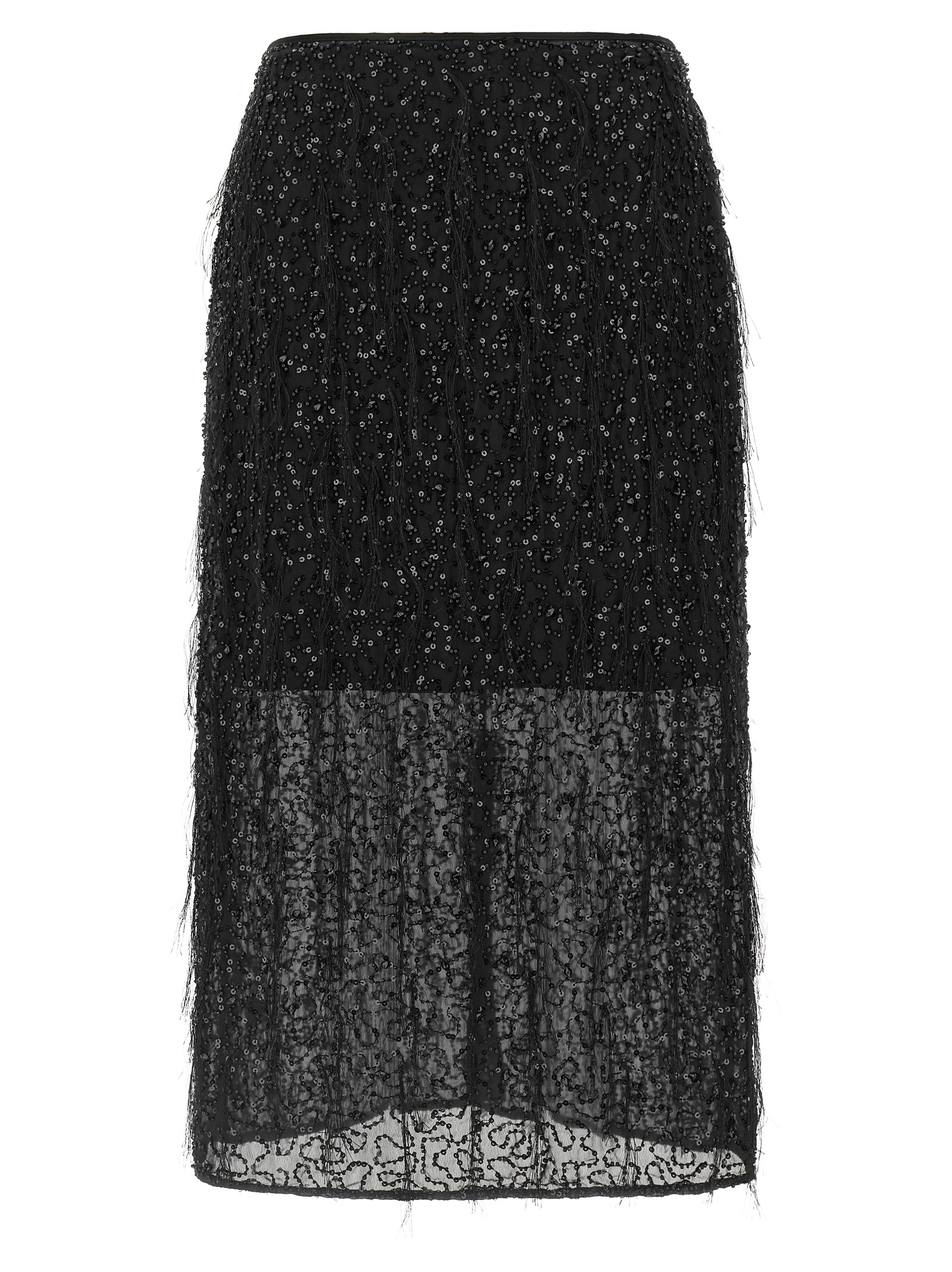 Black Polyester Midi Skirt