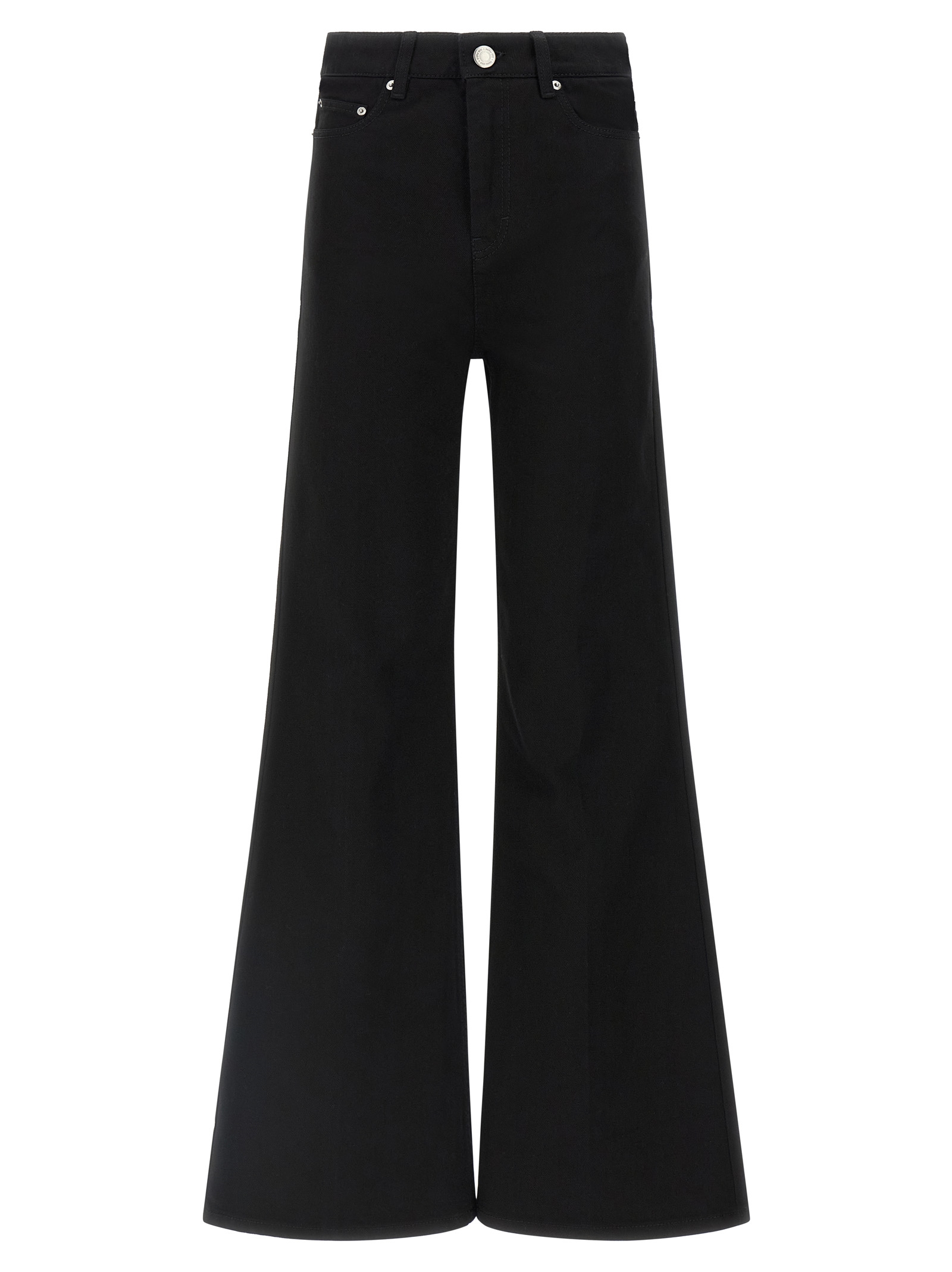 Black Cotton Flared Jeans