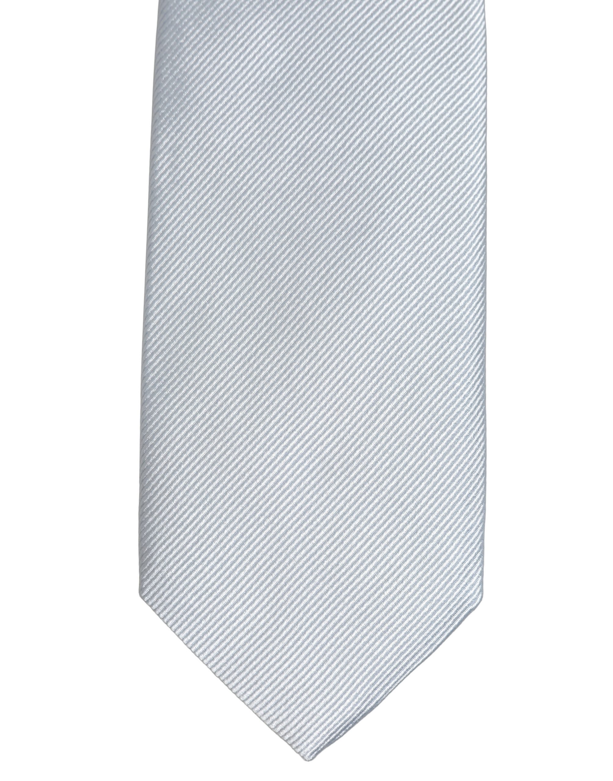 Men Light Blue Silk Classic Adjustable Tied Necktie Tie 3