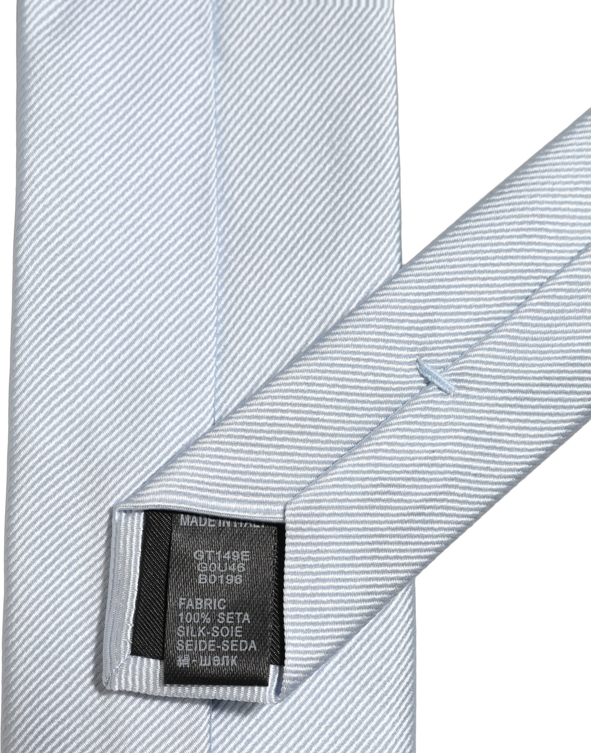 Men Light Blue Silk Classic Adjustable Tied Necktie Tie 5