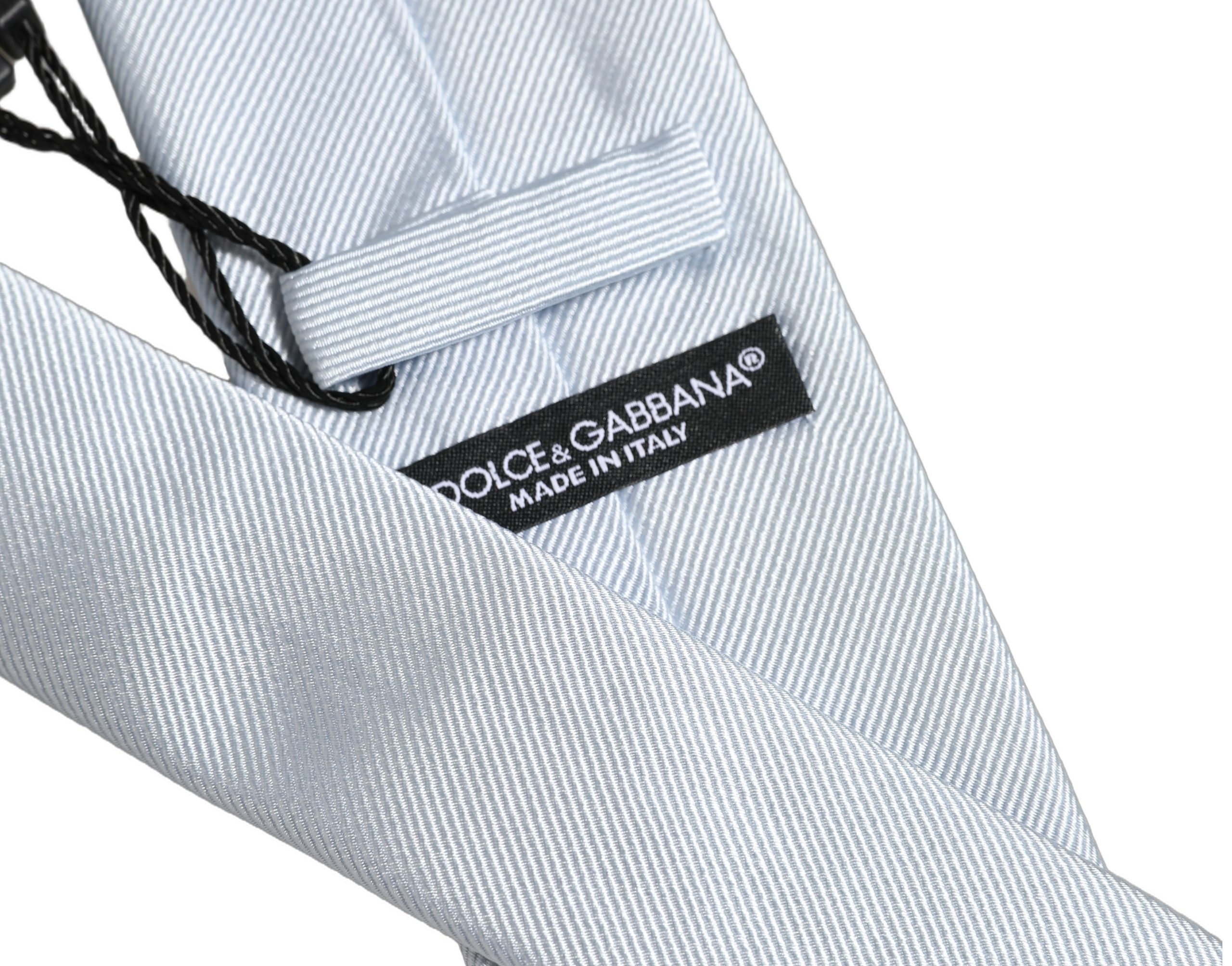 Men Light Blue Silk Classic Adjustable Tied Necktie Tie 6