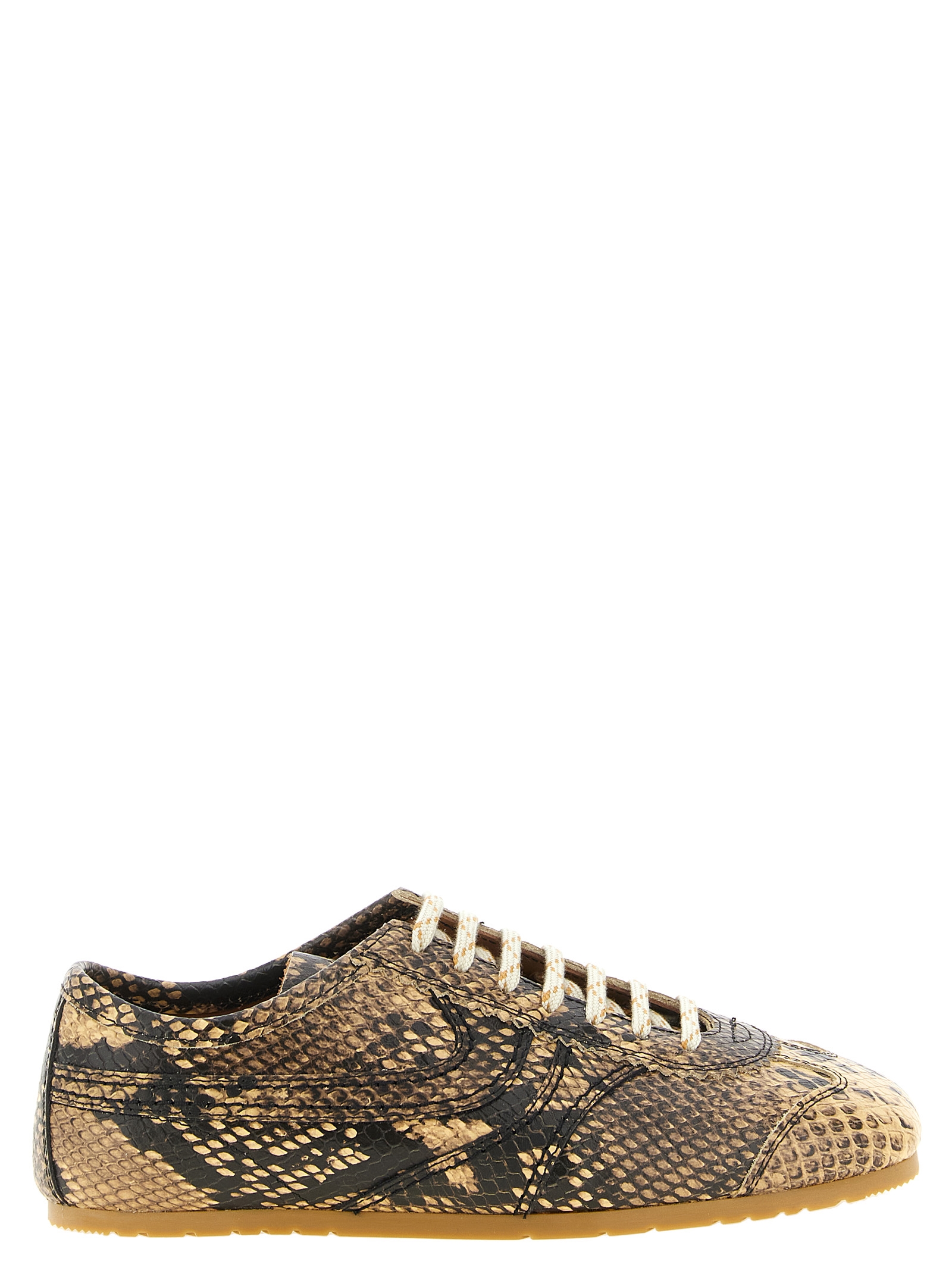 Beige Calfskin Low Top Sneakers