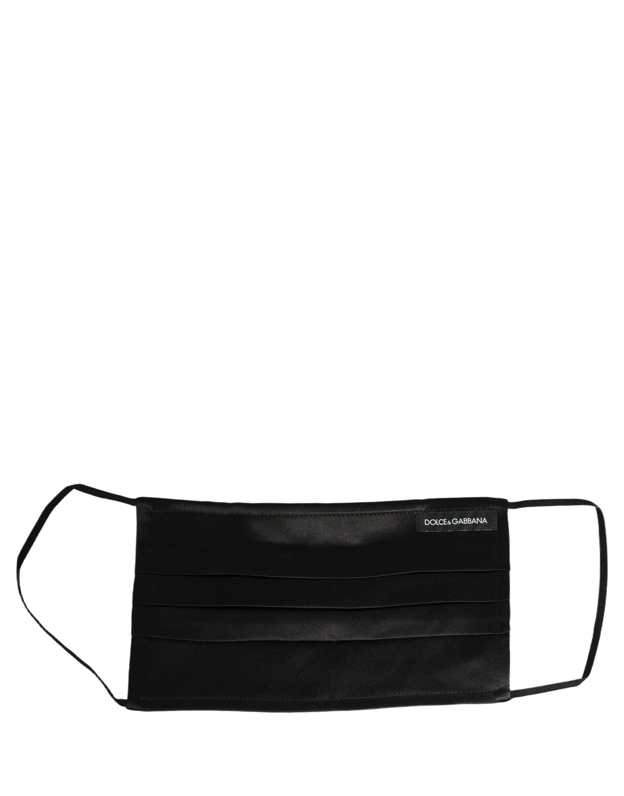 Black Satin Silk Pleated Elastic Ear Strap Face Mask