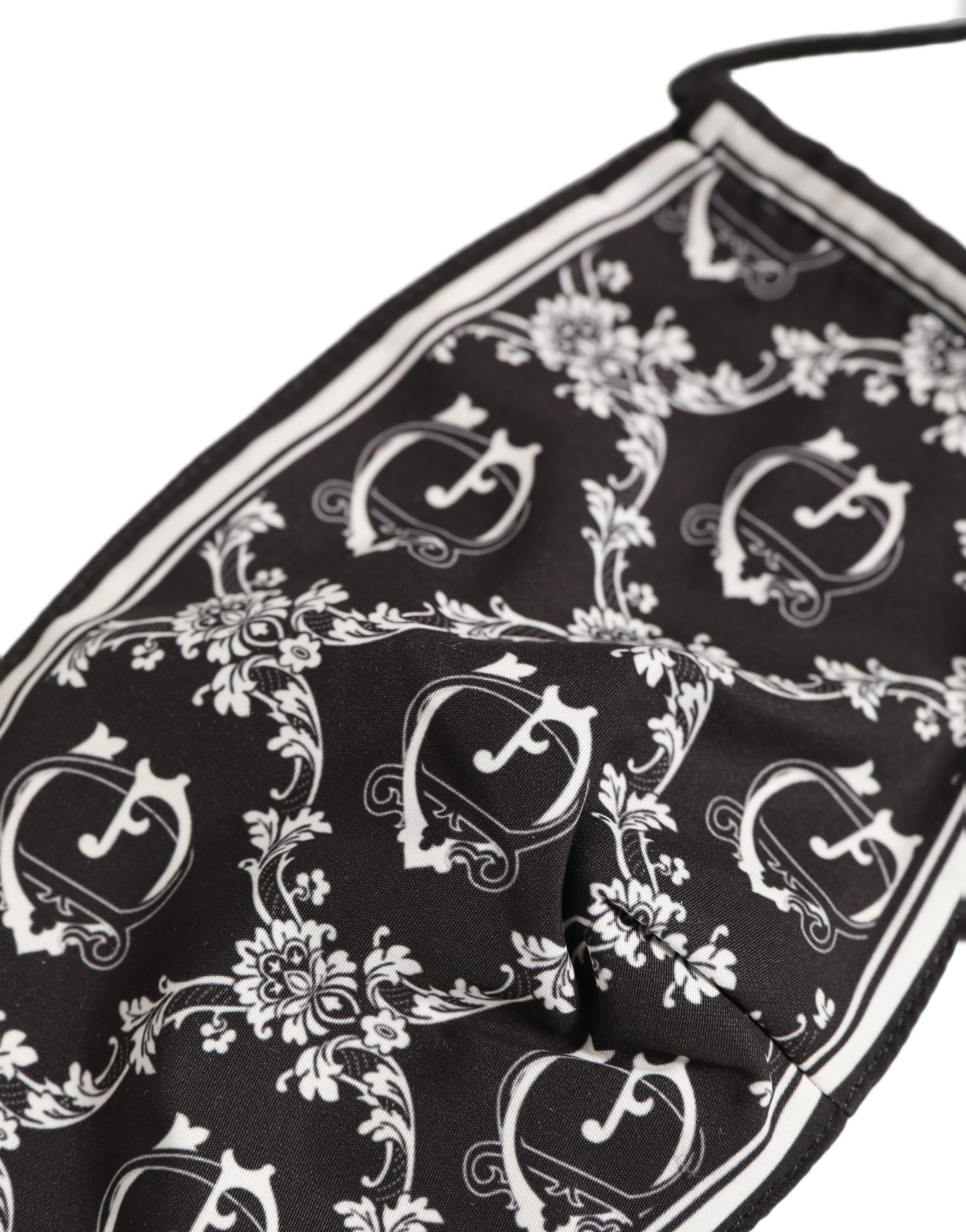 Black White Logo Baroque Elastic Ear Strap Face Mask 3