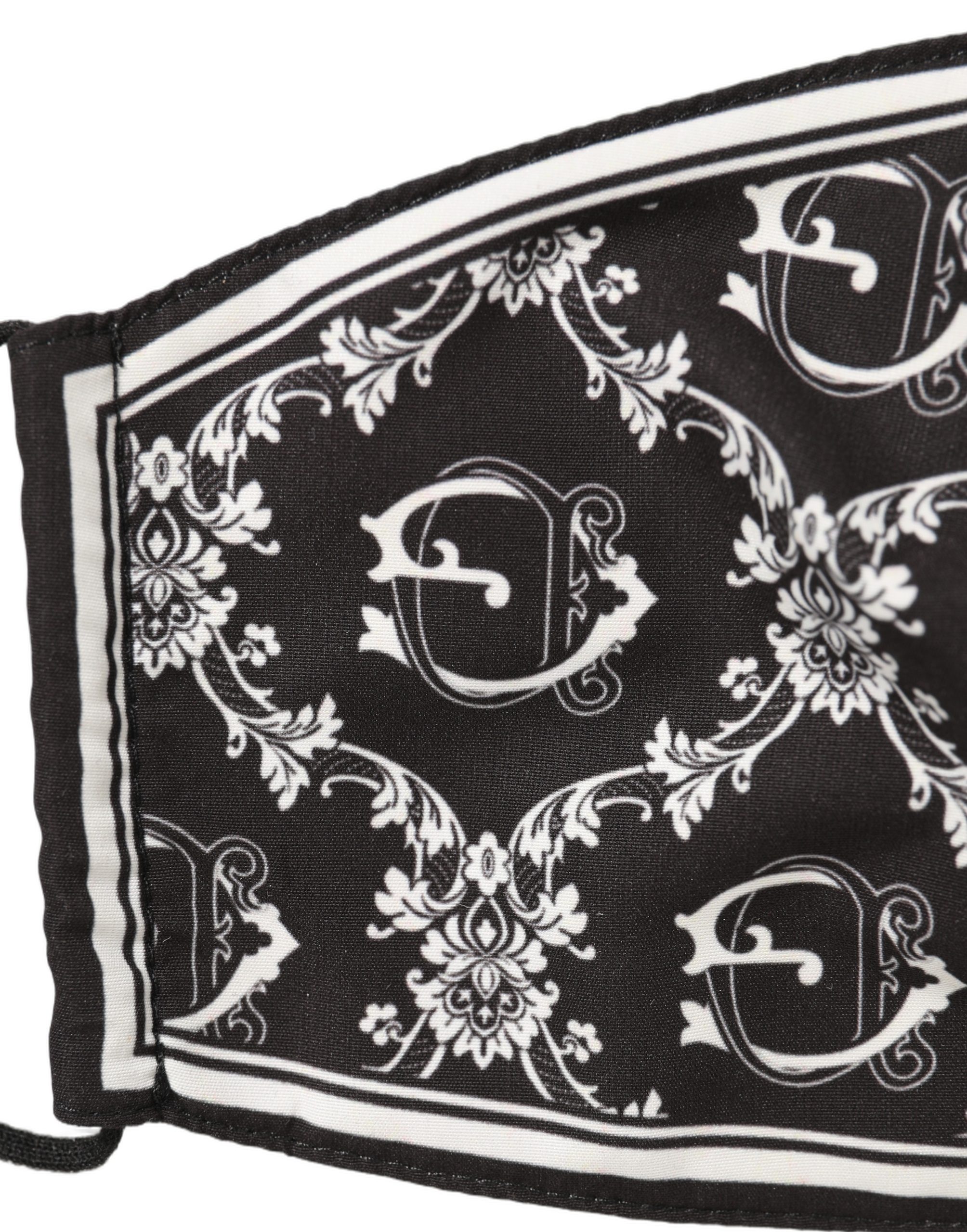 Black White Logo Baroque Elastic Ear Strap Face Mask 4