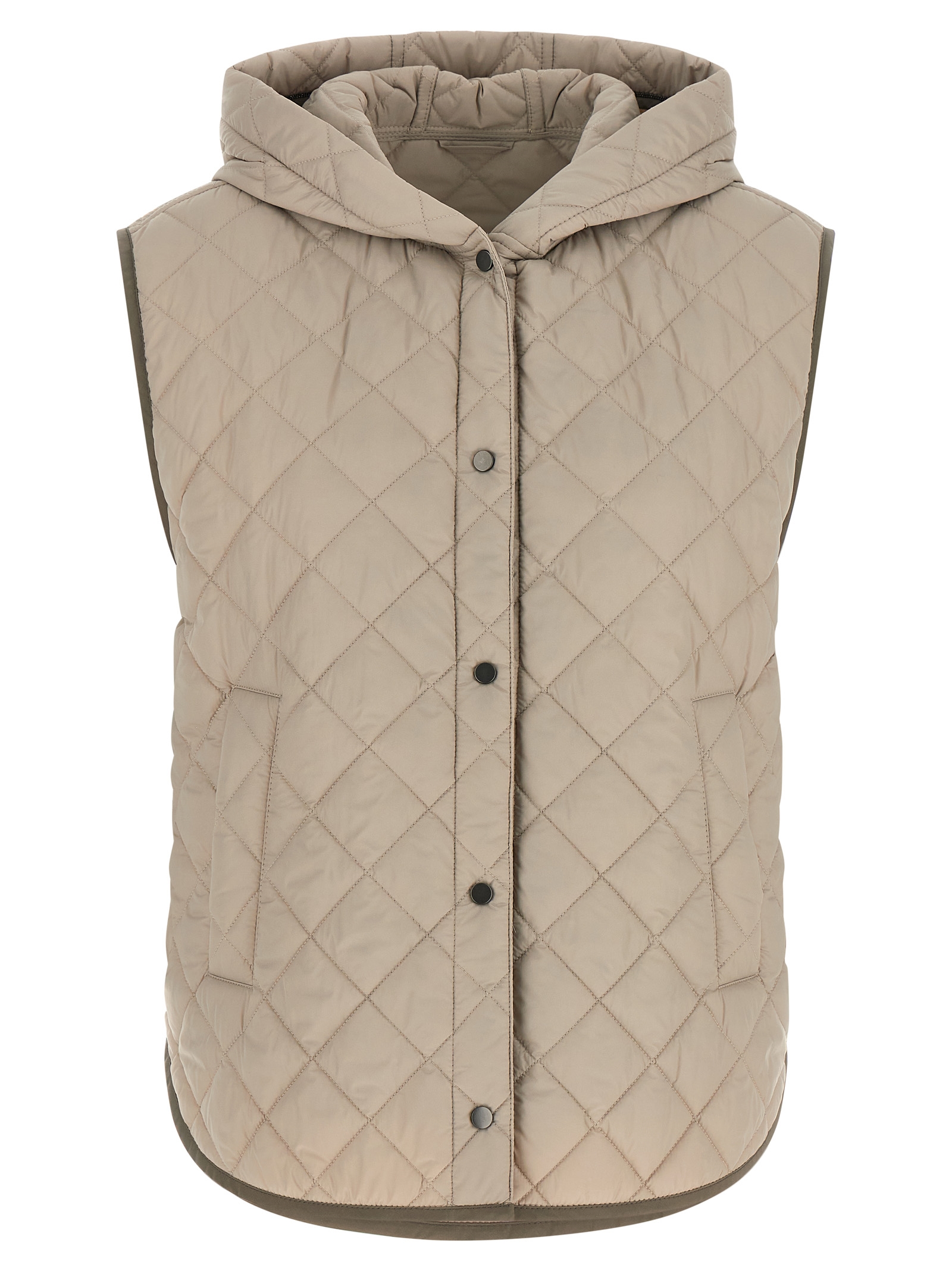 Beige Polyamide Sleeveless Jacket