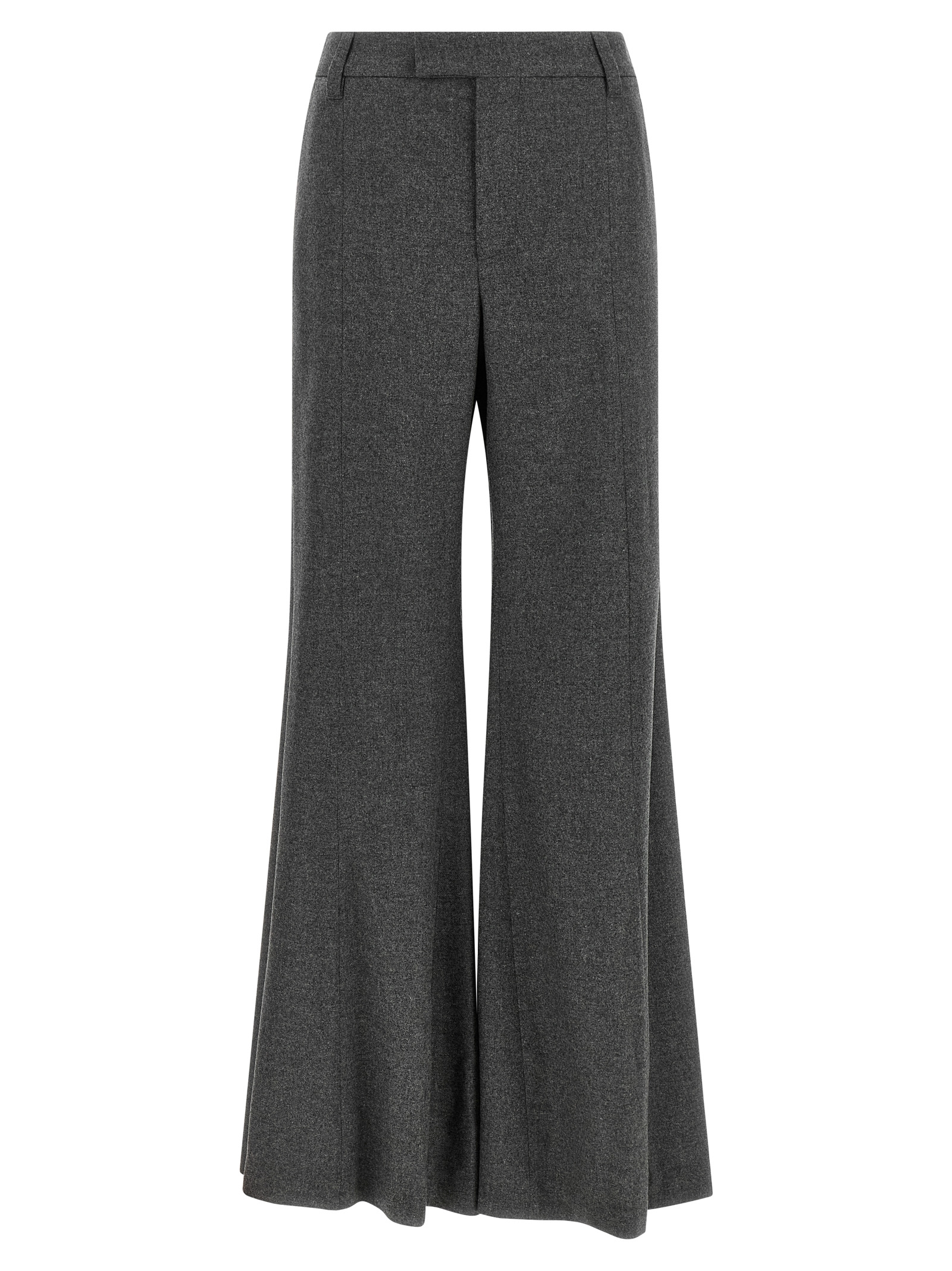 Gray Virgin Wool Flared Pants