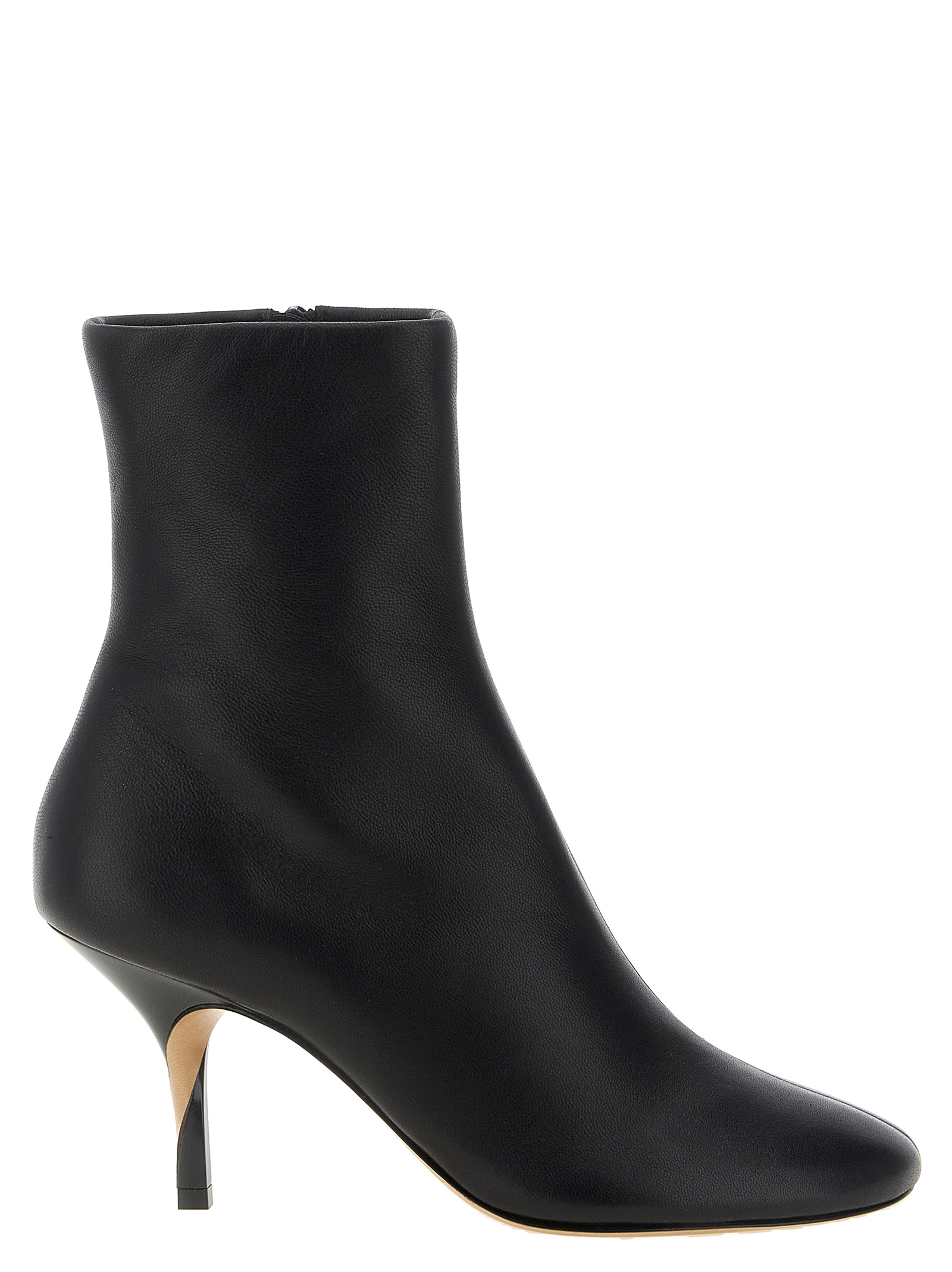 Black Lamb Leather Ankle Boots