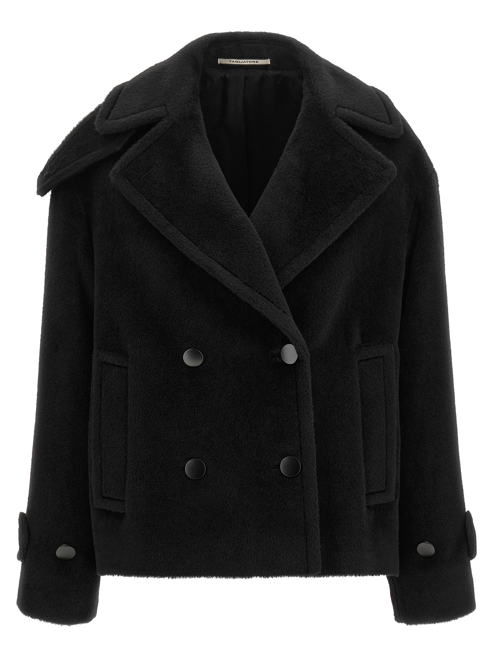 Black Alpaca Leather Coat