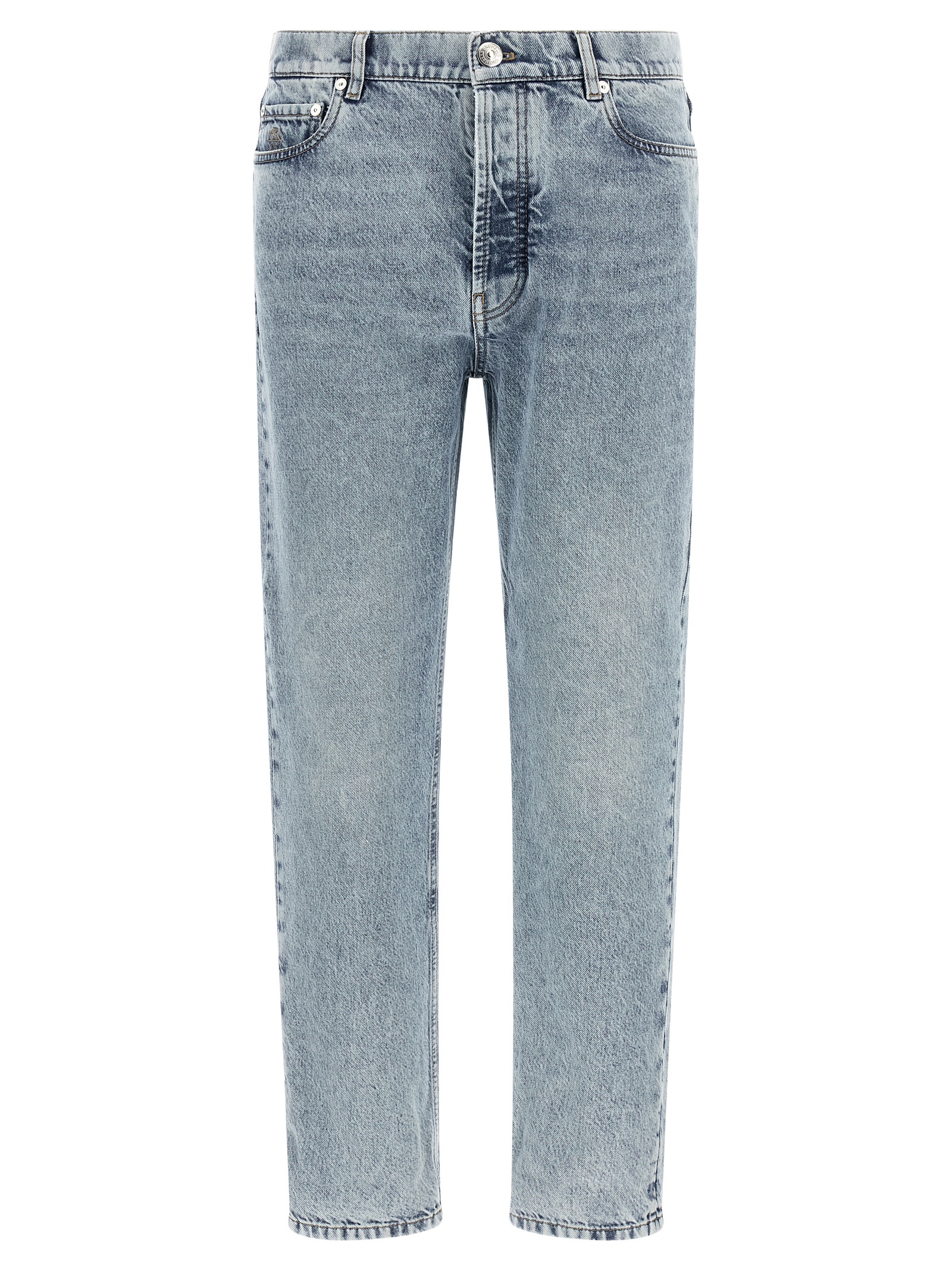 Blue Cotton High-Waisted Jean