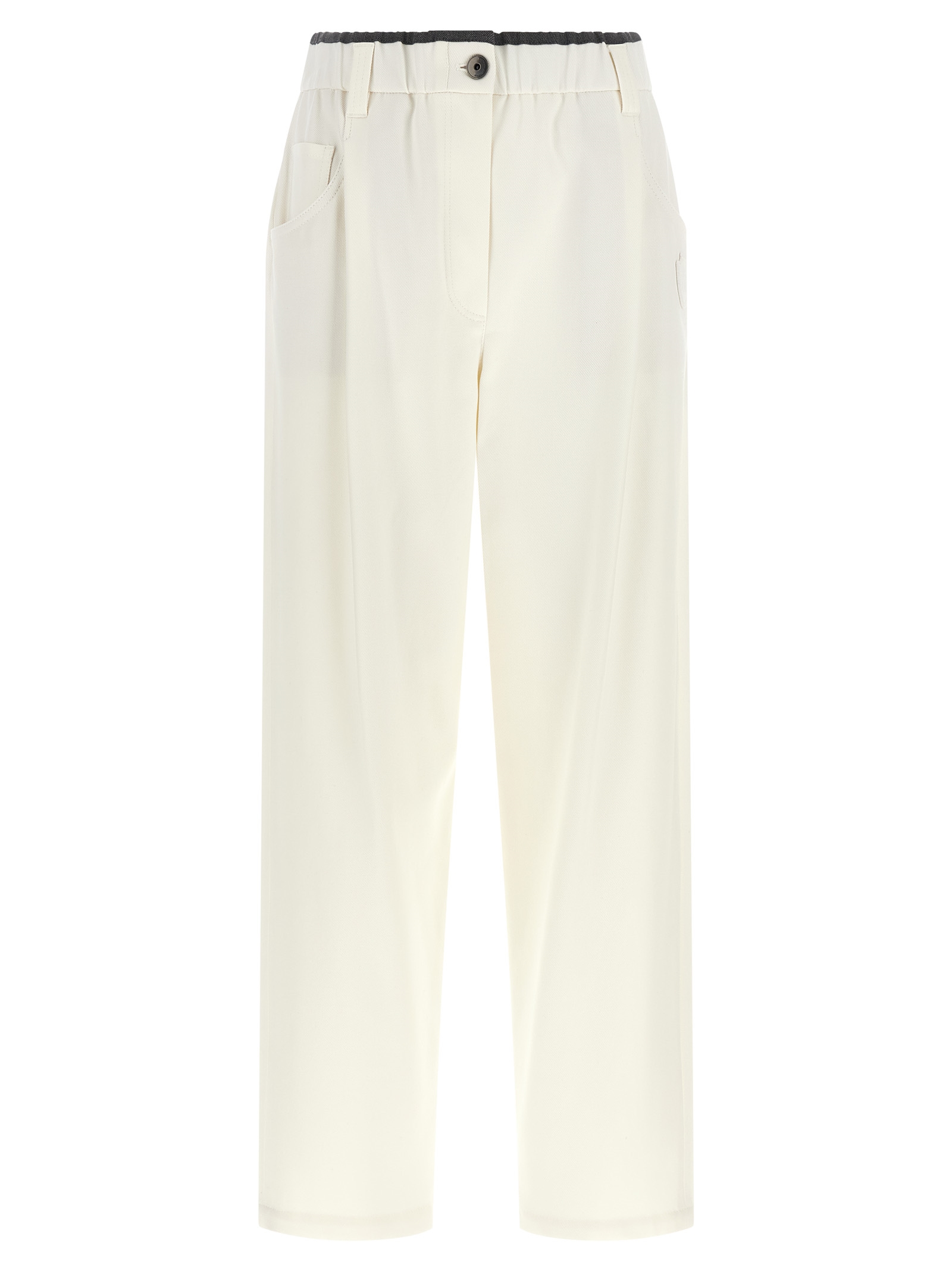 White Cotton Casual Pants