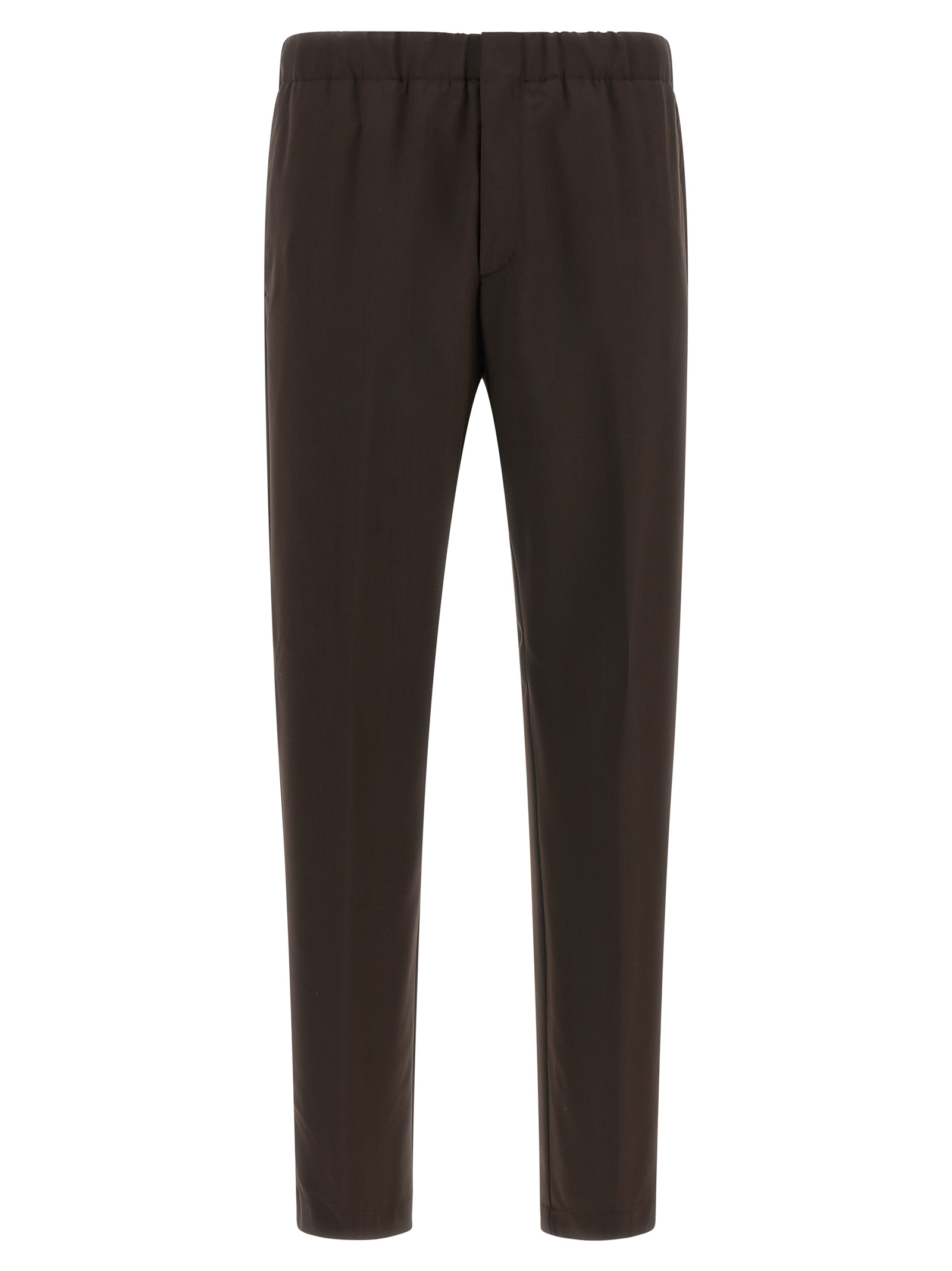 Brown Virgin Wool Casual Pants