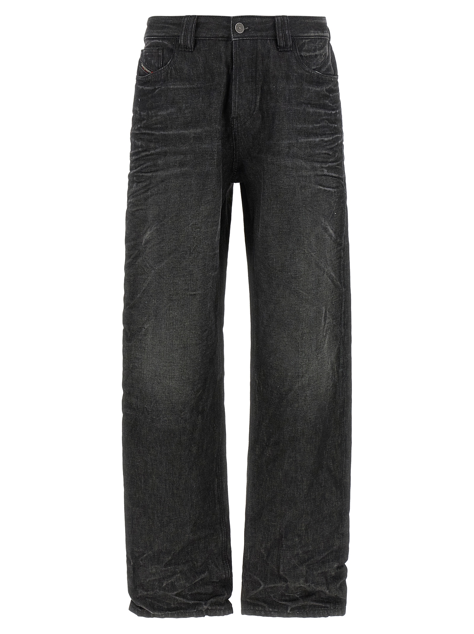 Gray Cotton Straight-Leg Jeans