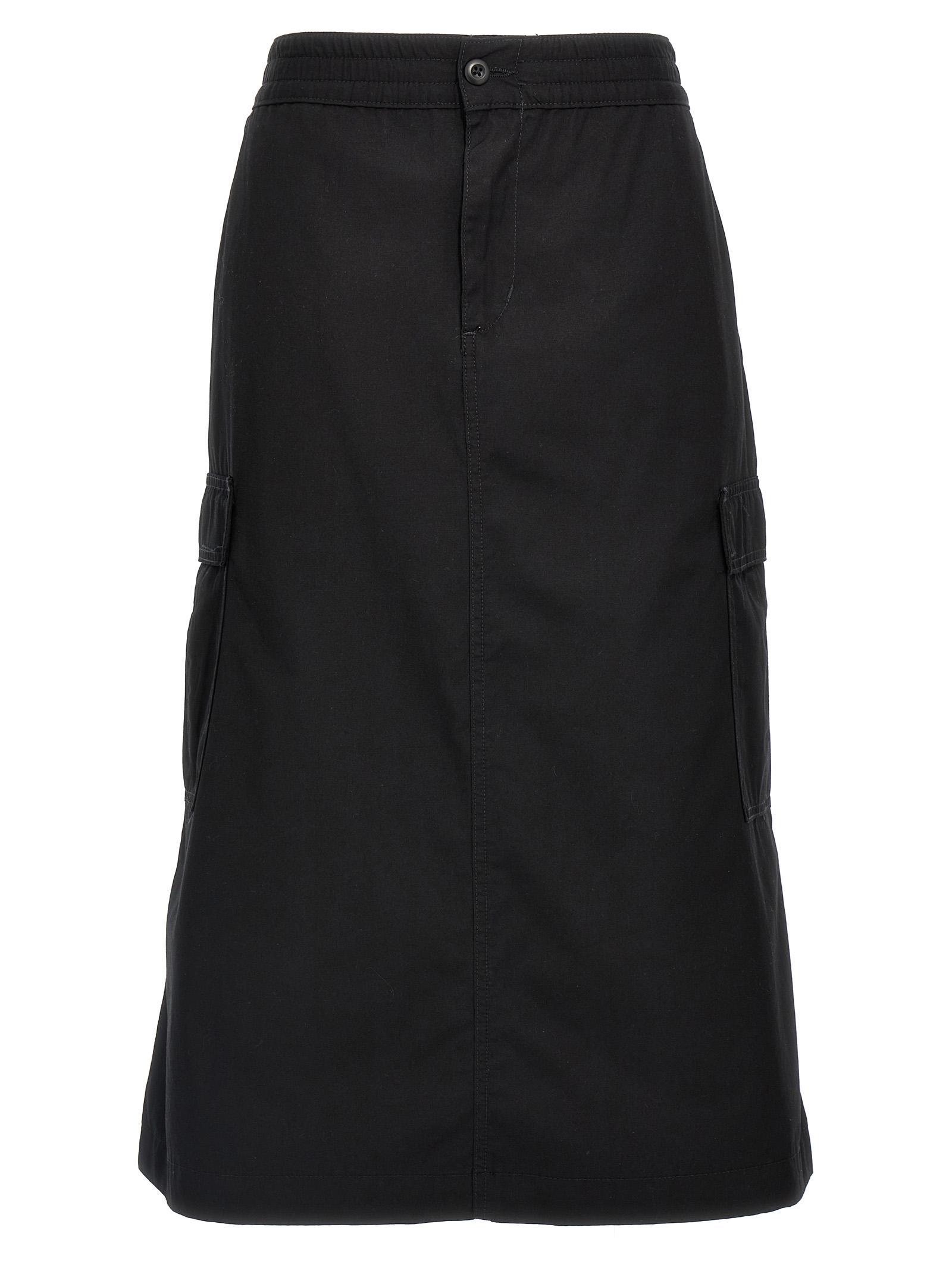 Black Cotton Midi Skirt