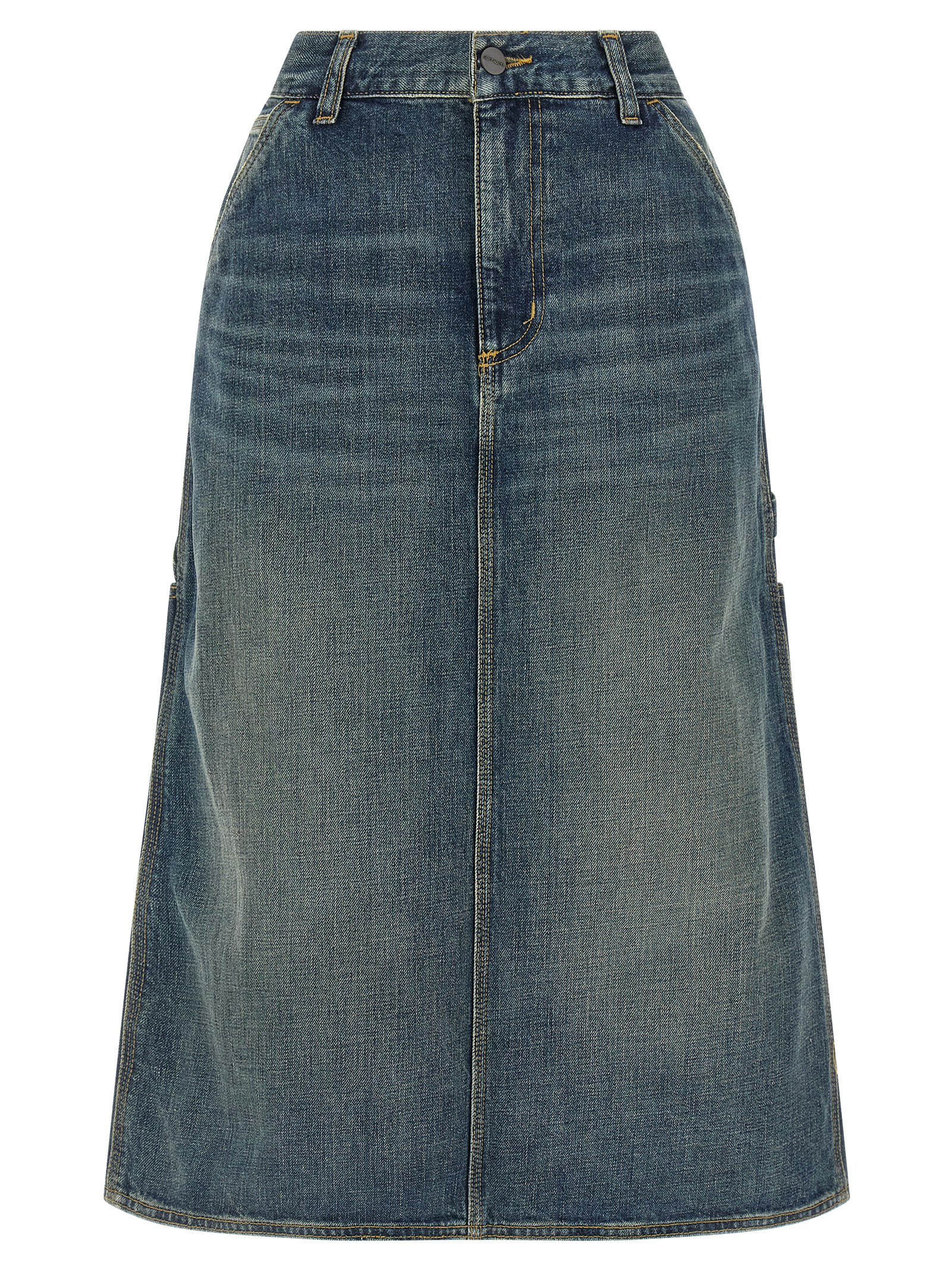Blue Cotton Midi Skirt