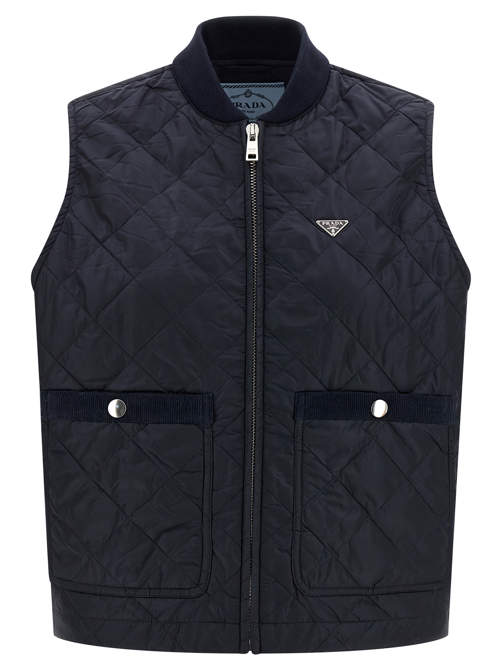 Blue Recycled Polyamide Sleeveless Jacket
