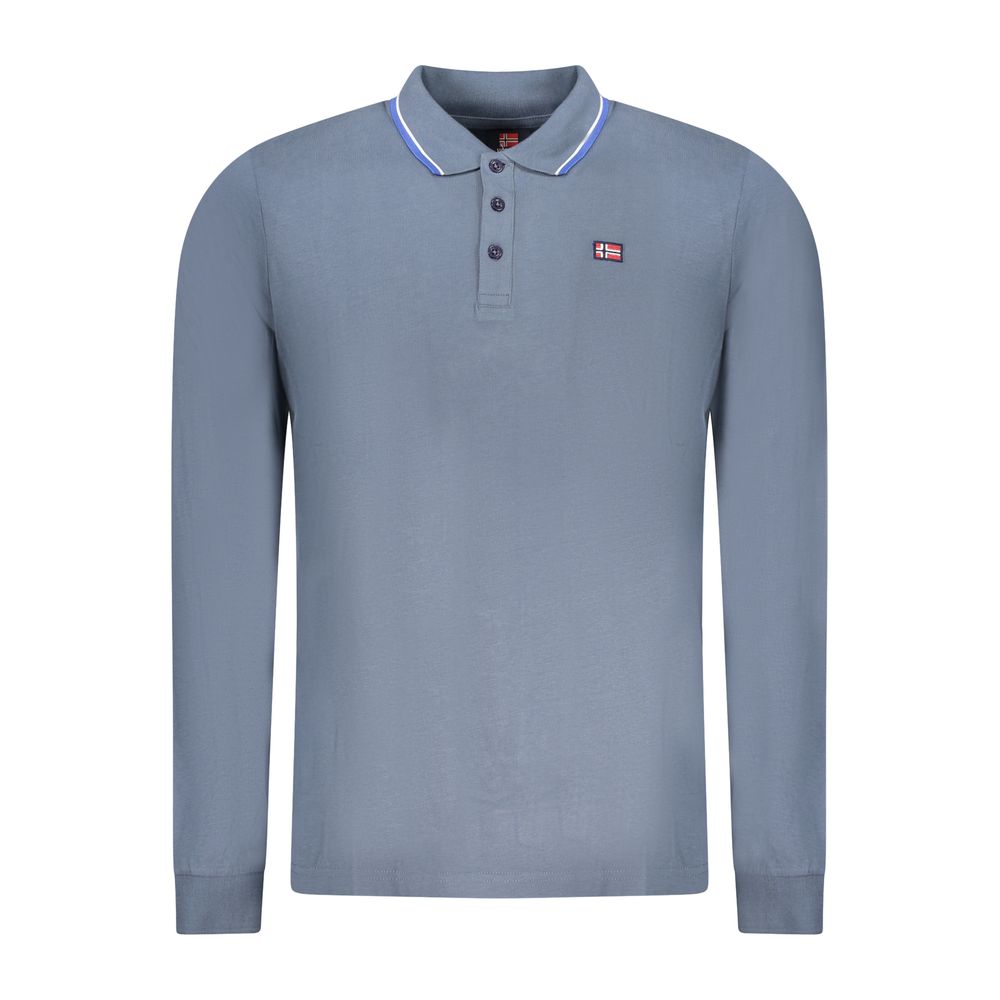 Blue Cotton Men Polo Shirt