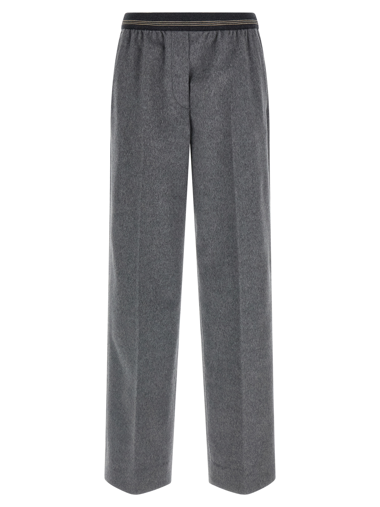 Gray Virgin Wool Casual Pants