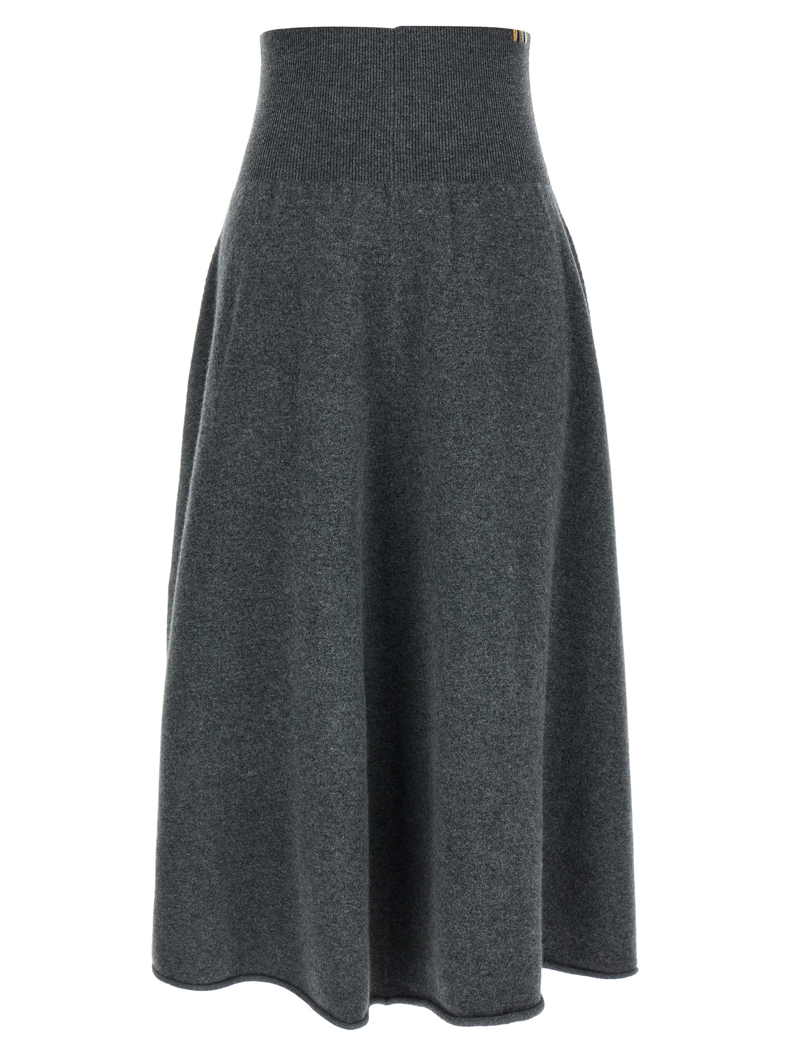 Gray Cashmere Midi Skirt