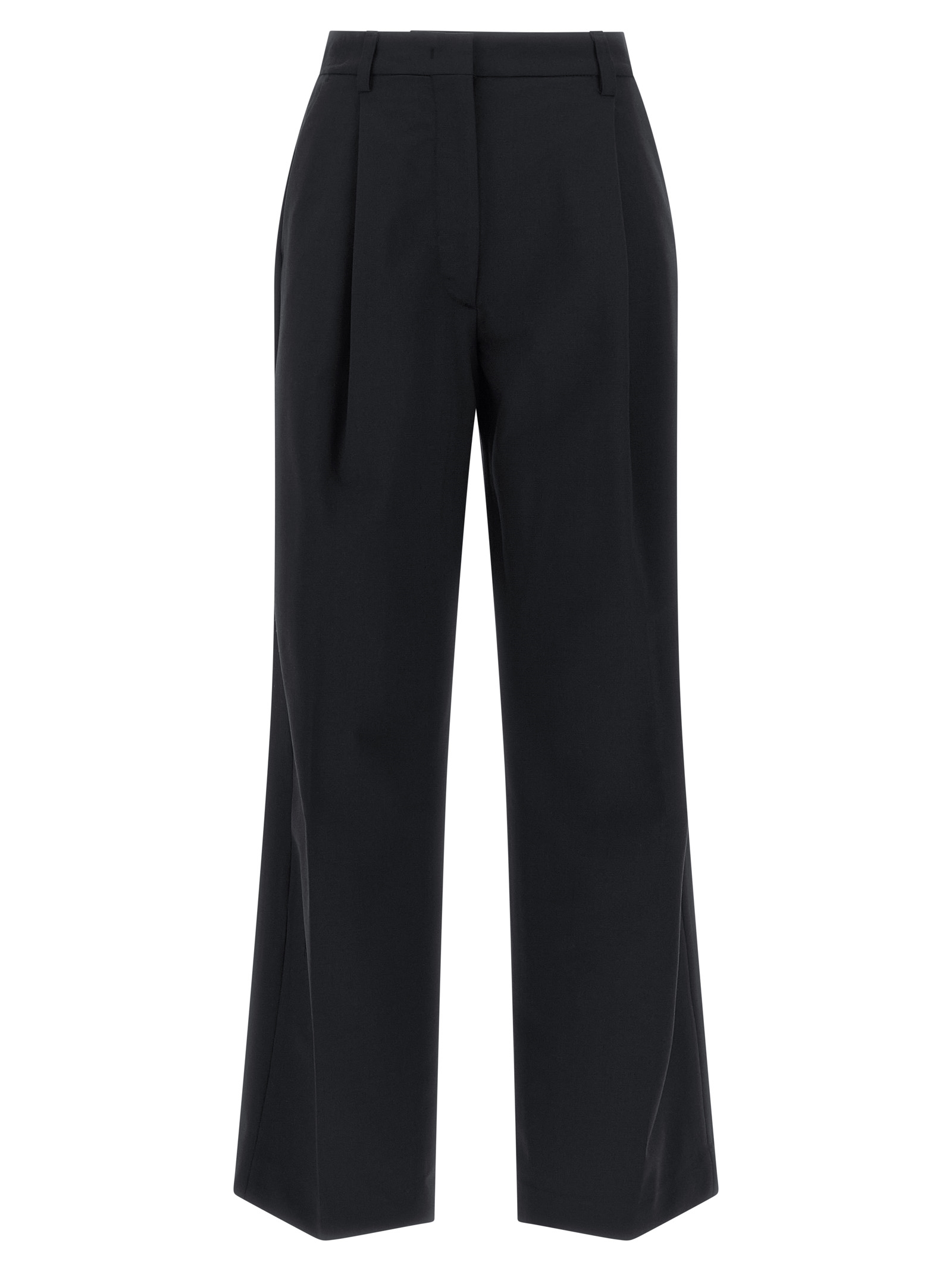 Blue Polyester Casual Pants