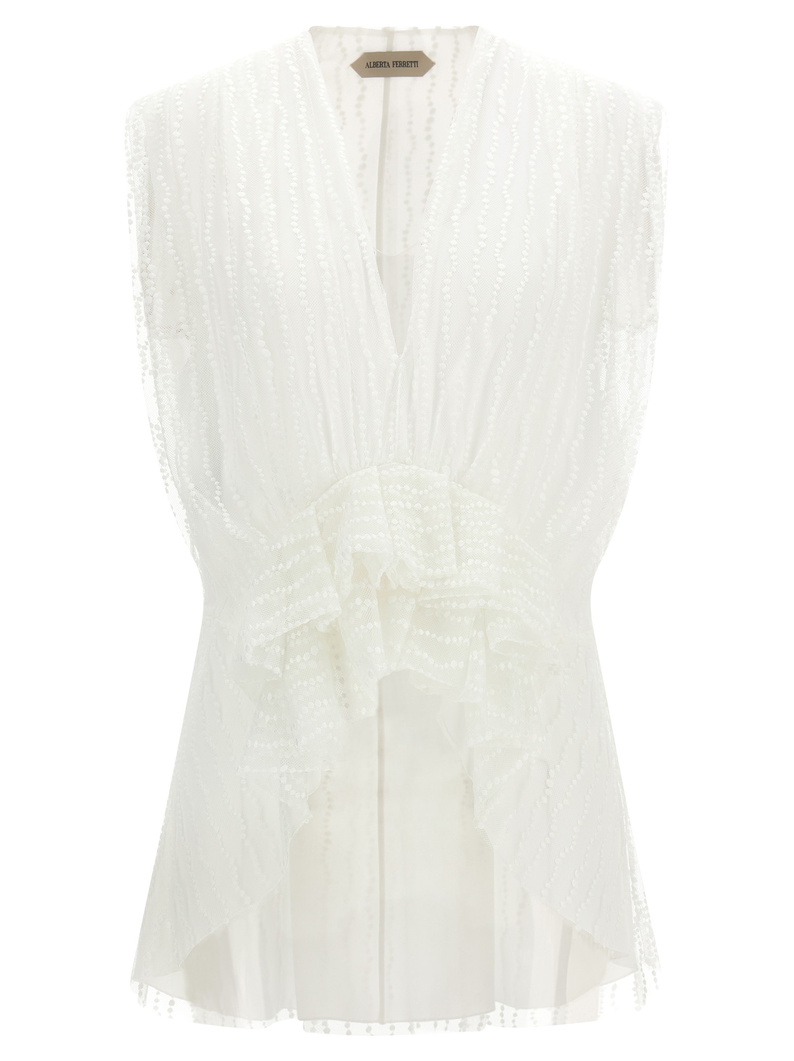 White Polyester Sleeveles T-Shirt
