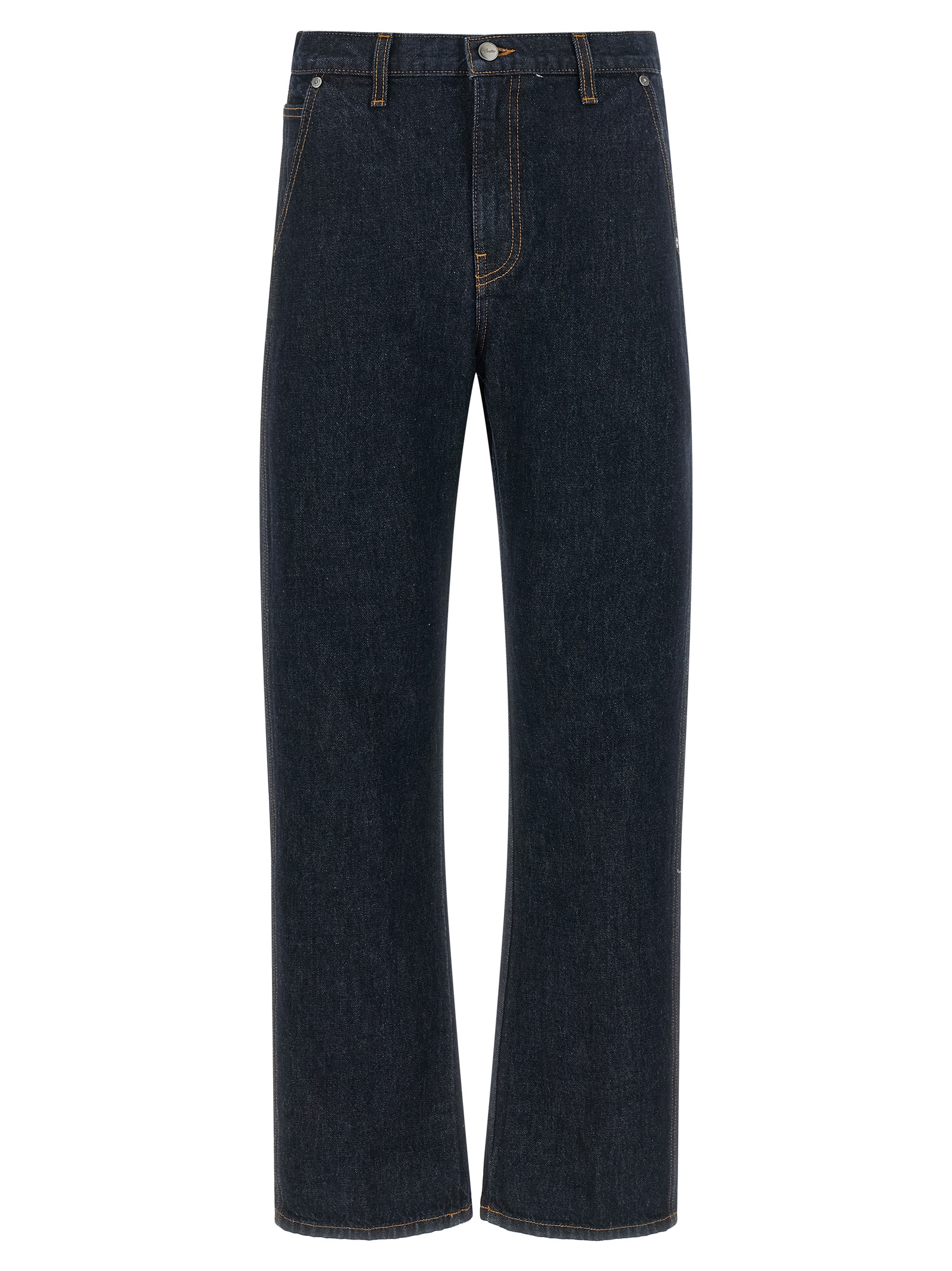 Blue Cotton Straight-Leg Jeans