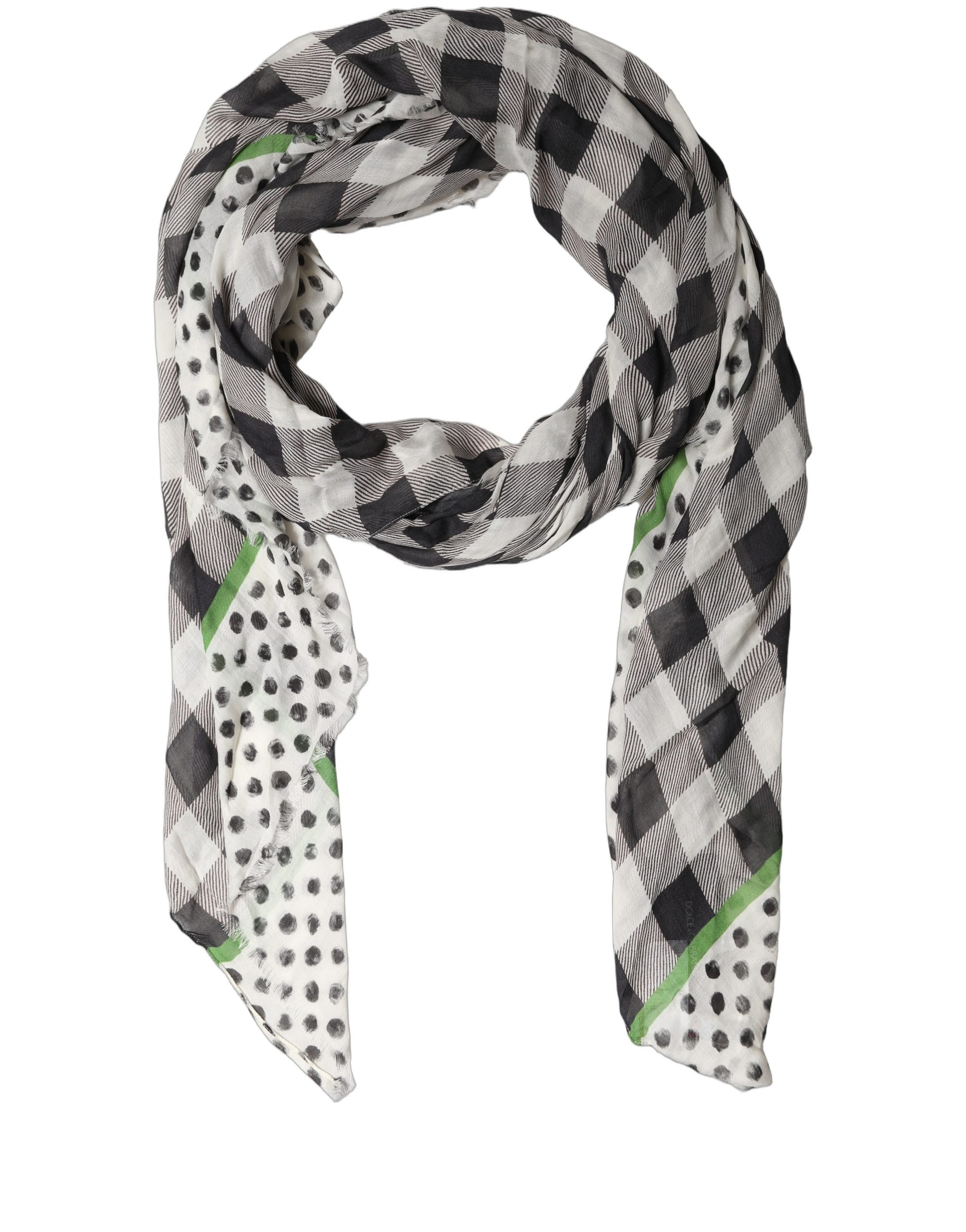 Black White Napoli Modal Check Shawl Scarf
