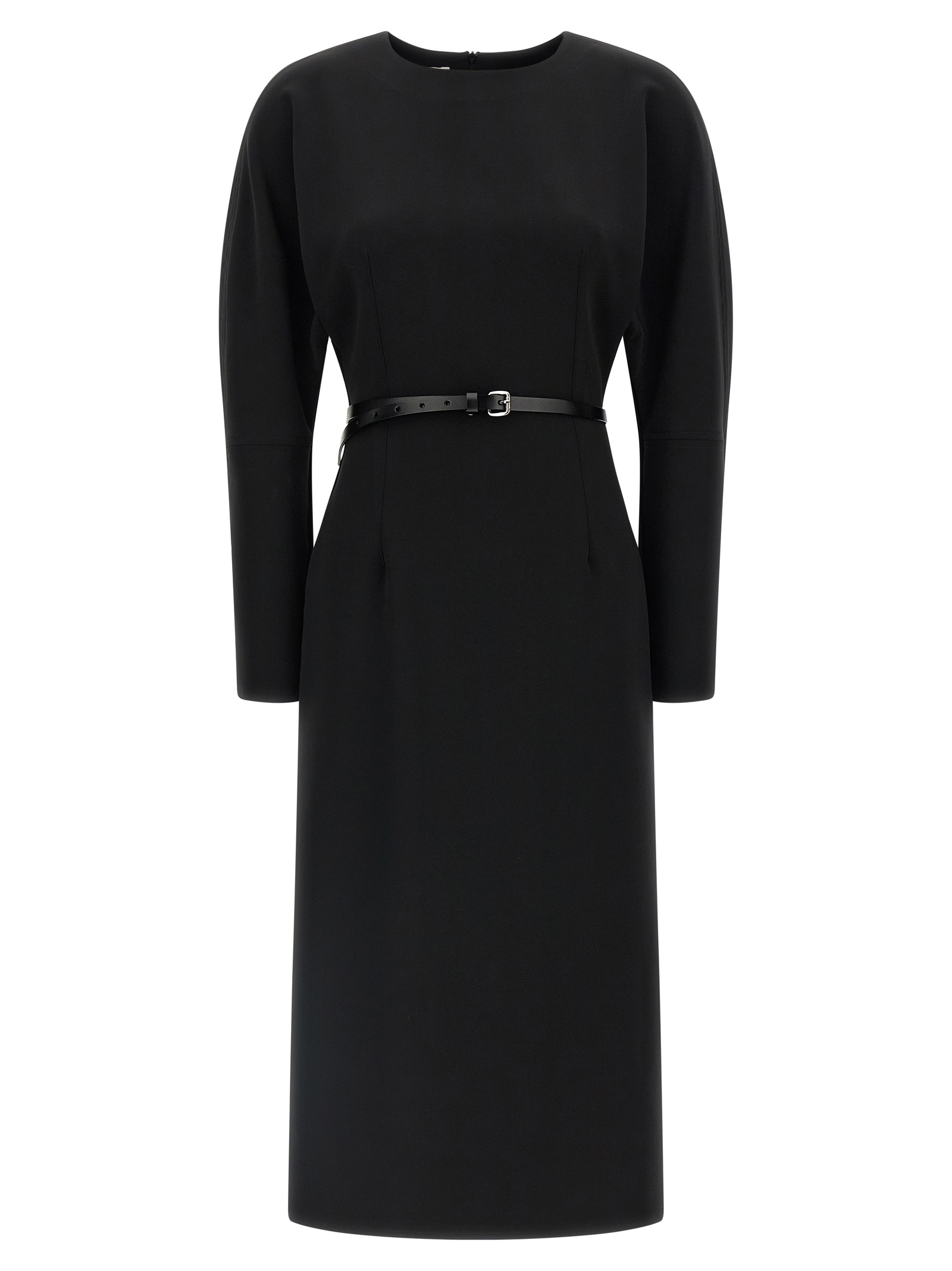 Black Polyester Midi Dress