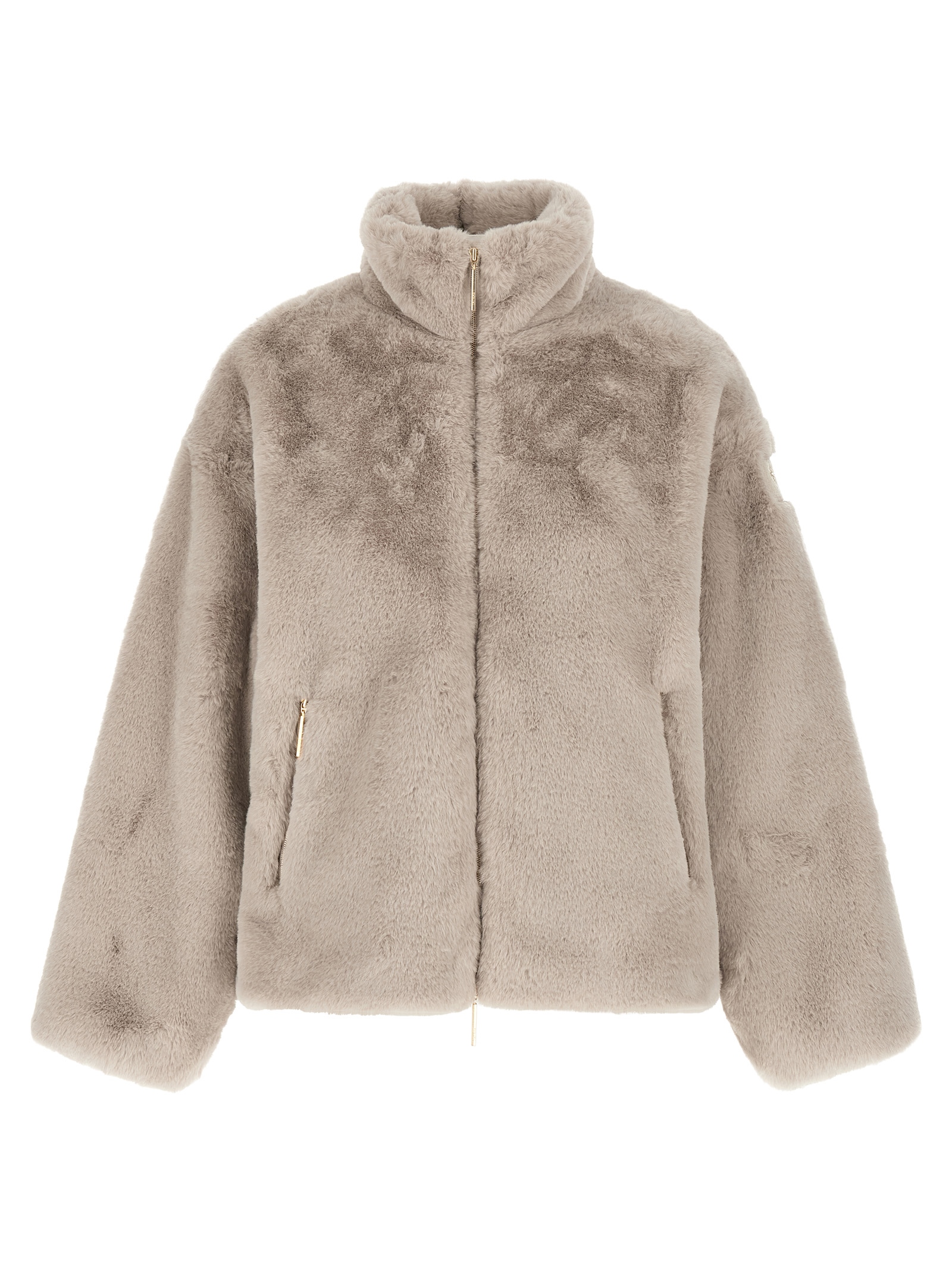 Gray Polyester Full-Length Jacket