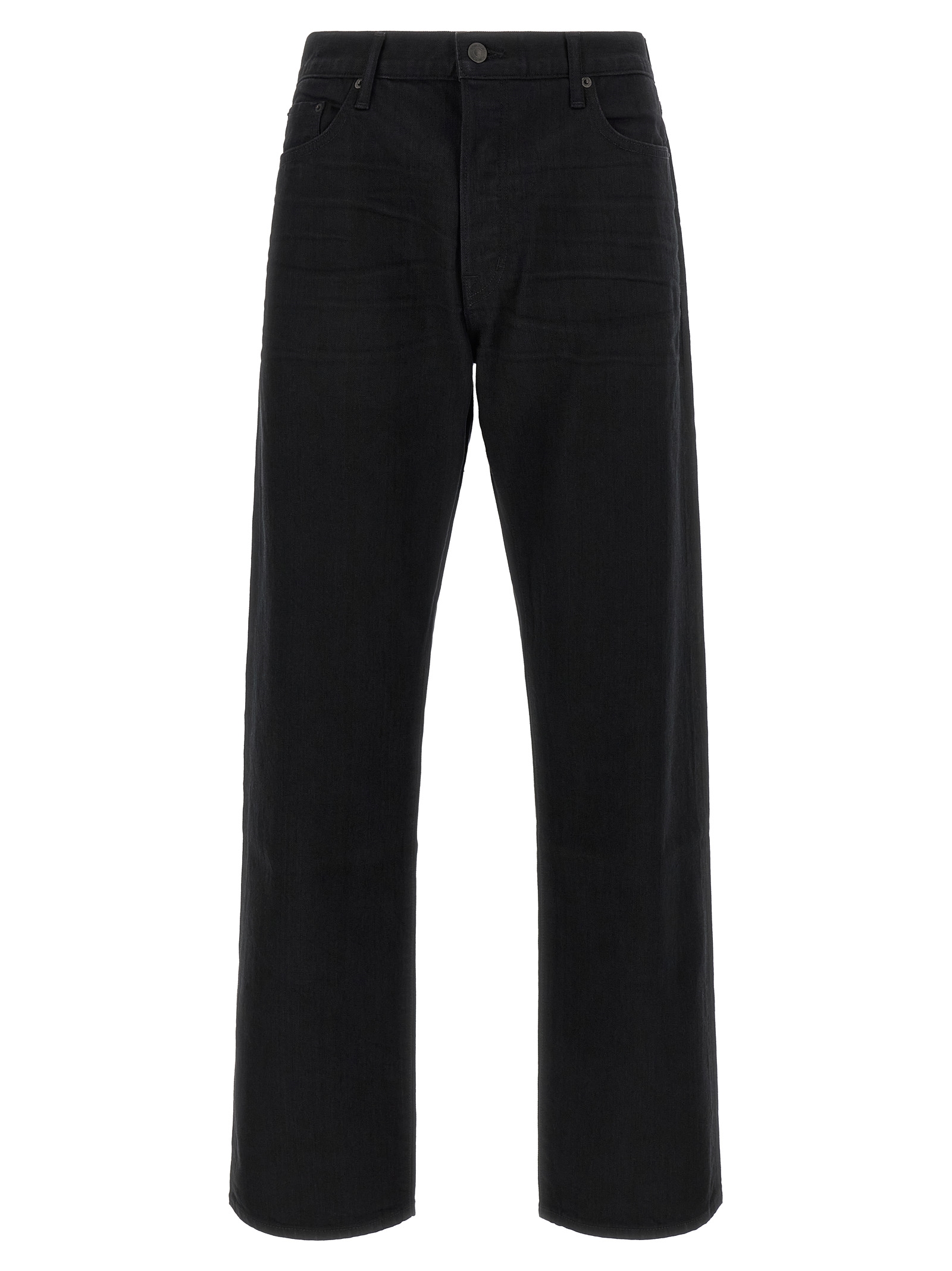 Black Cotton Straight-Leg Jeans