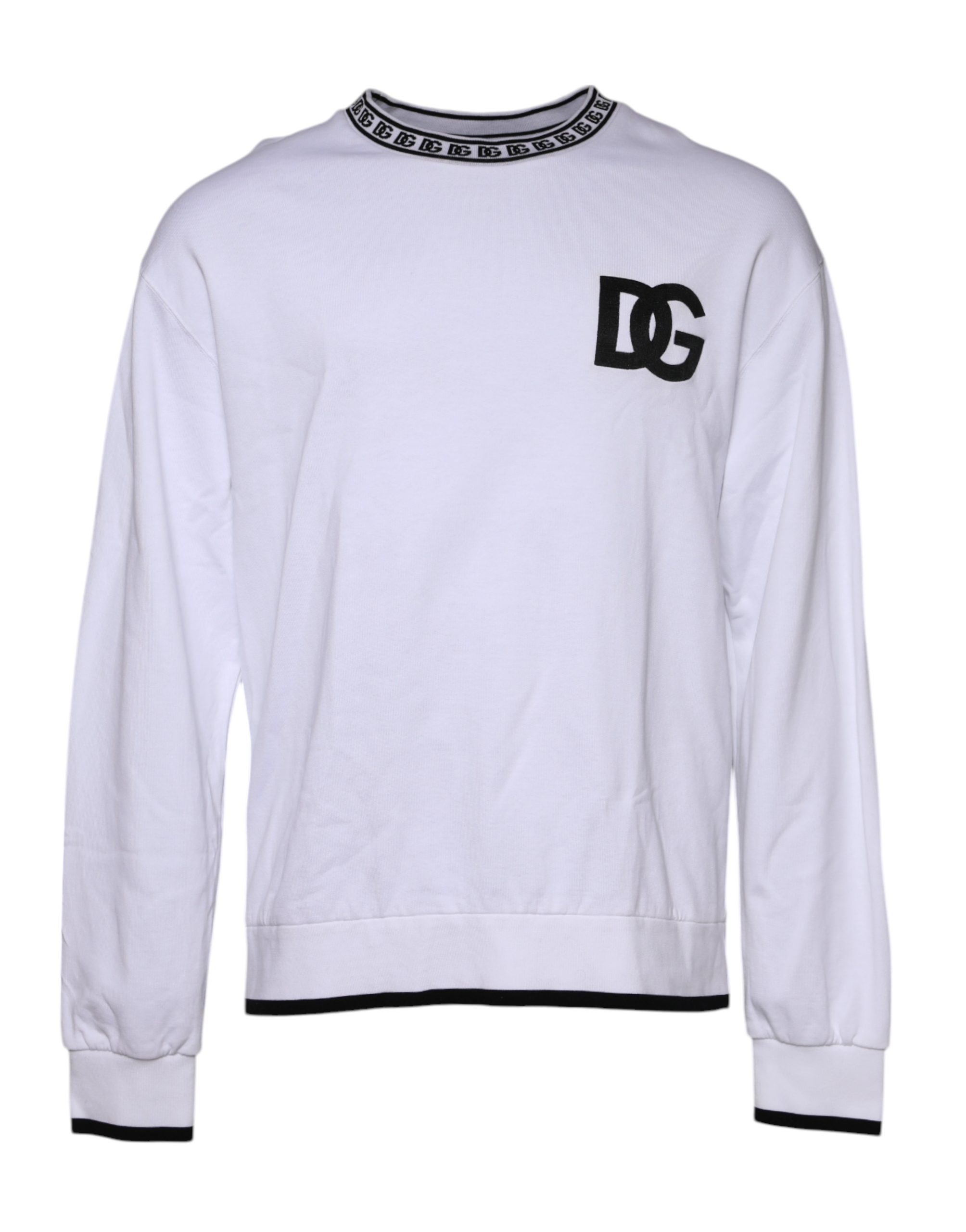 White Cotton DG Crew Neck Sweatshirt Sweater