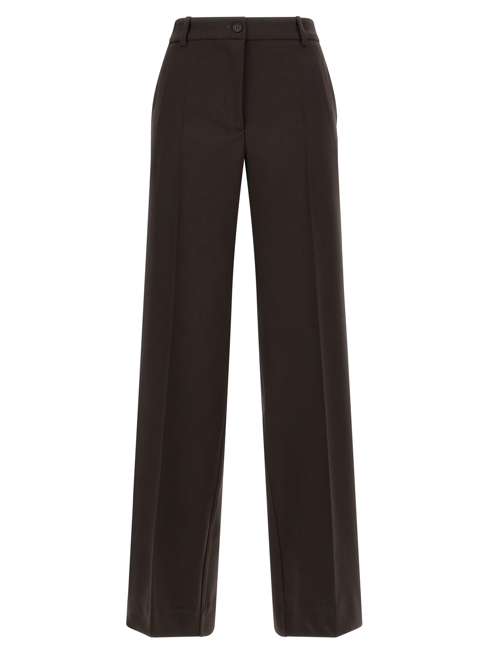 Brown Virgin Wool Flared Pants