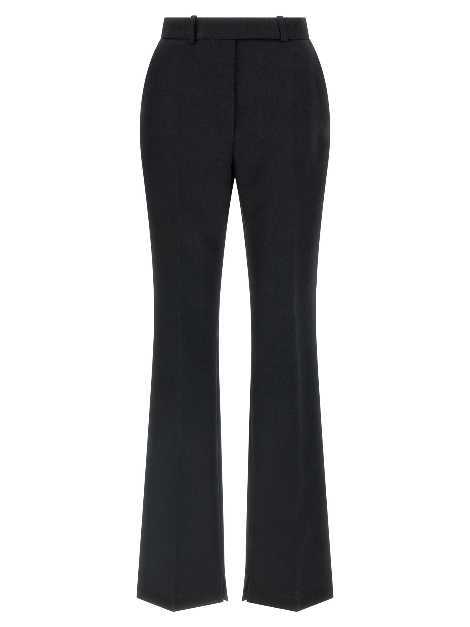 Black Virgin Wool Flared Pants