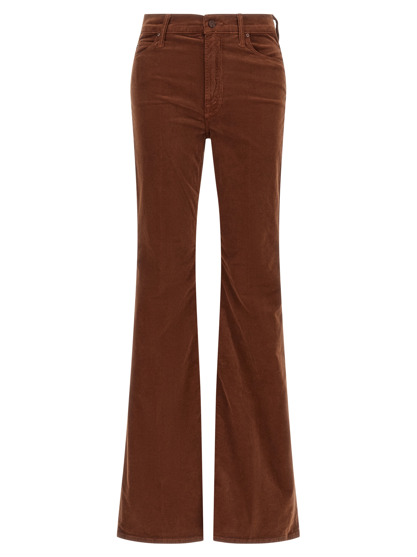 Brown Cotton Flared Pants
