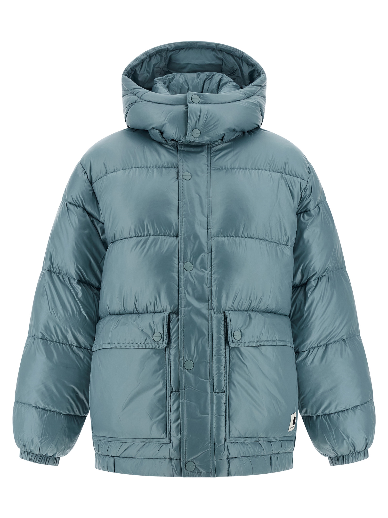 Blue Polyester Full-Length Jacket
