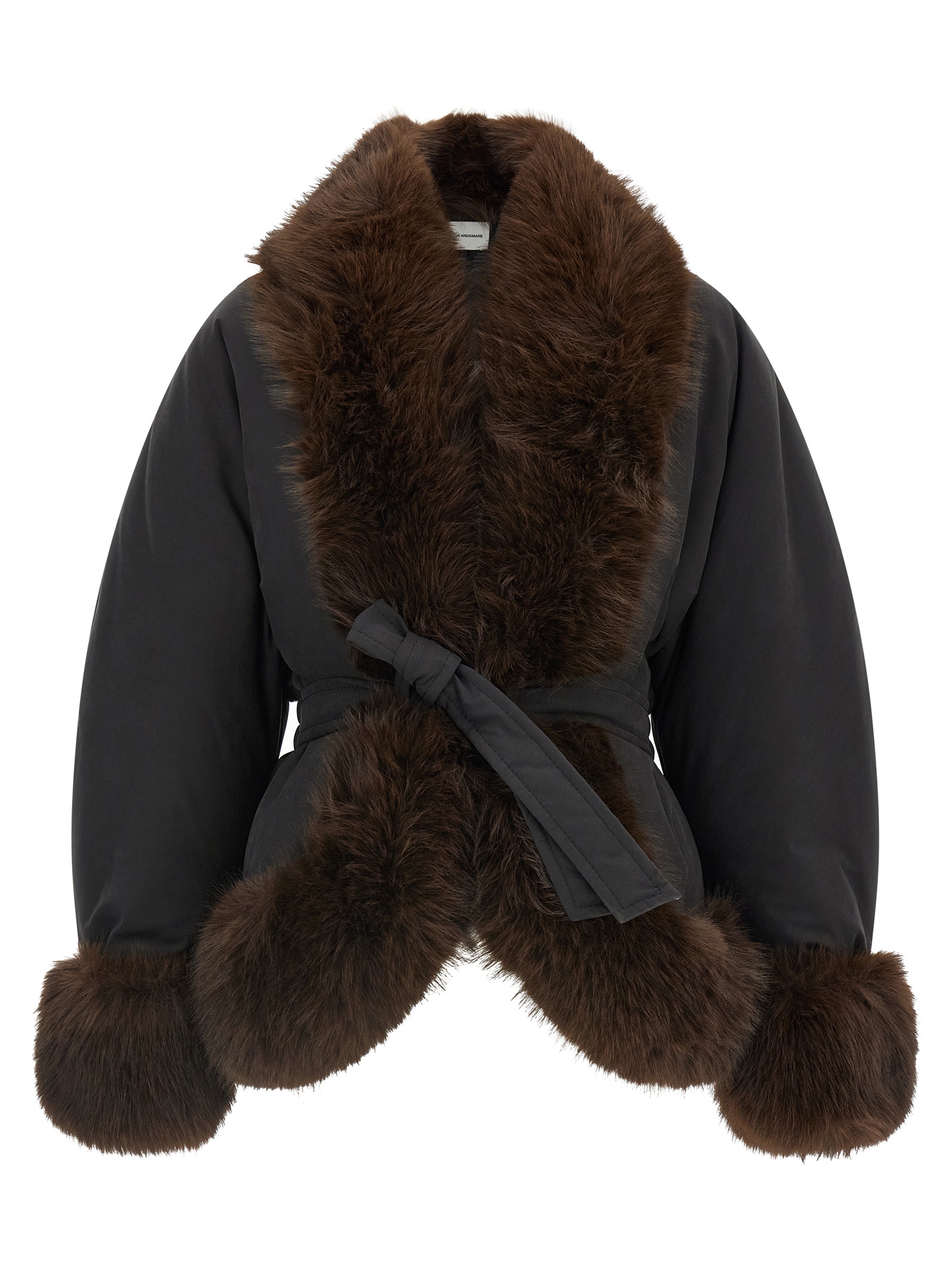 Black Polyester Full-Length Jacket
